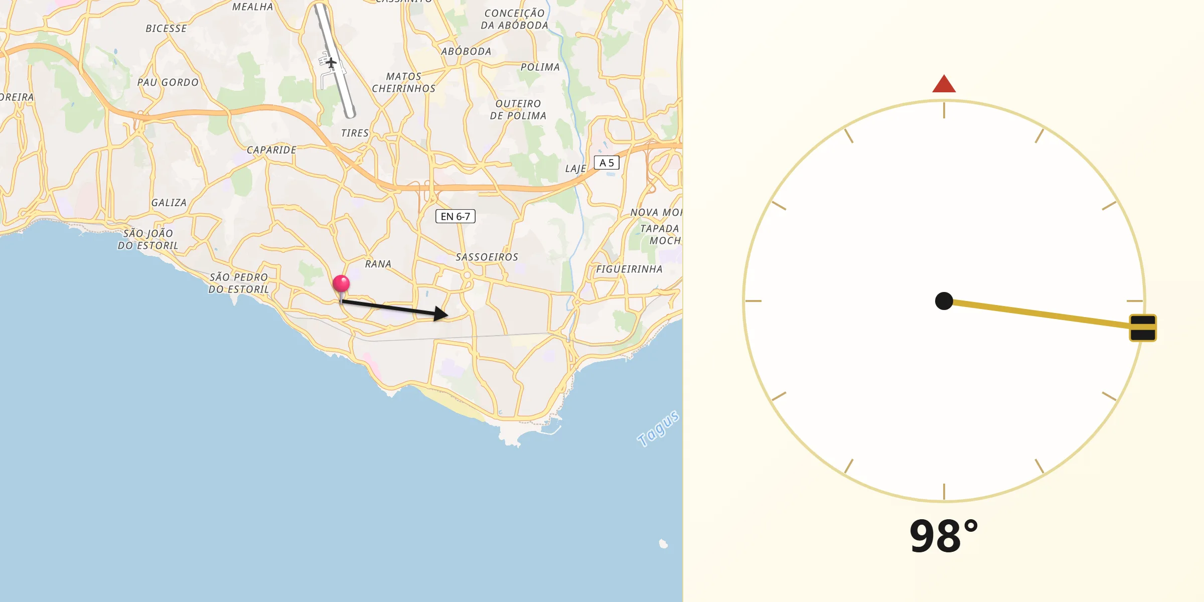 Direção da Qibla a partir de Parede