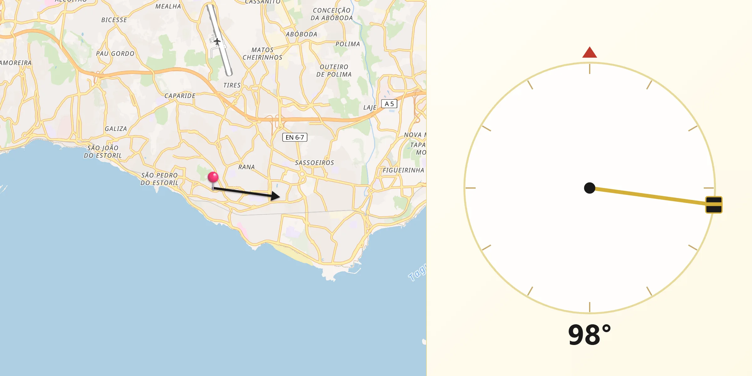 Direção da Qibla a partir de Parede