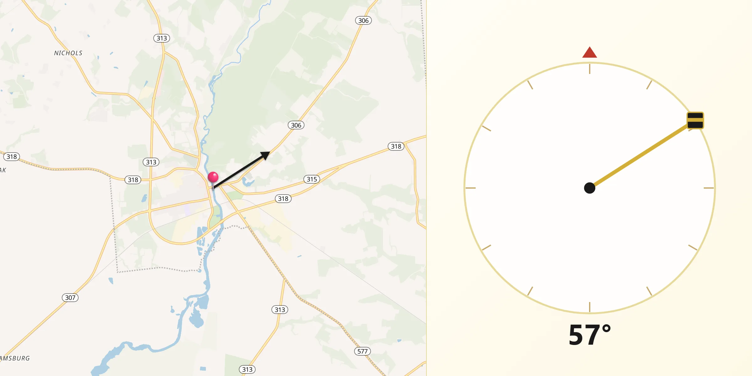 Qibla Direction from Federalsburg