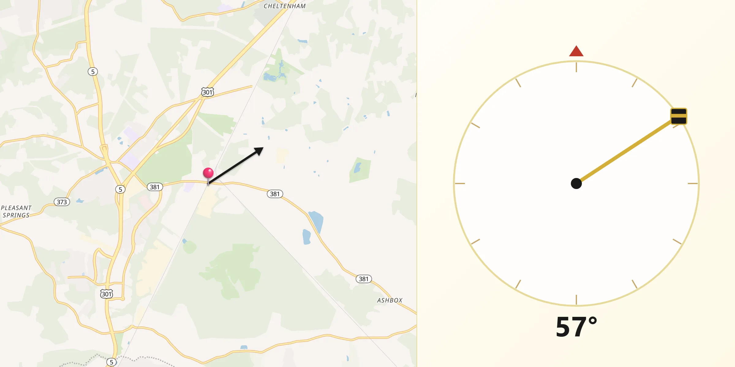 Qibla Direction from Brandywine