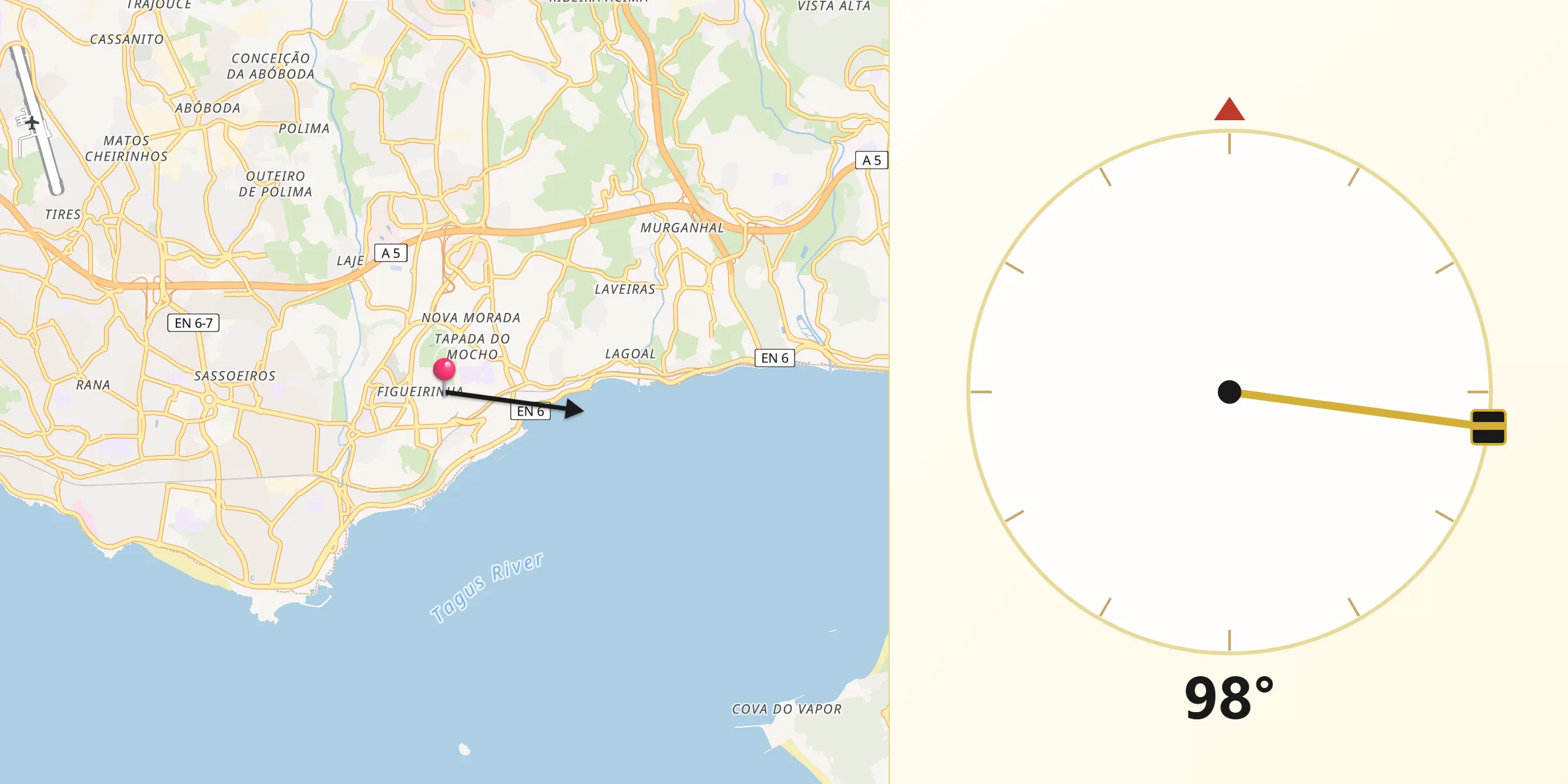 Direção da Qibla a partir de Oeiras