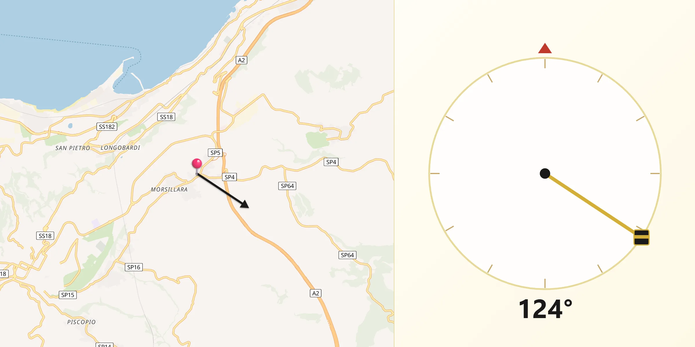 Direzione della Qibla da Sant'Onofrio