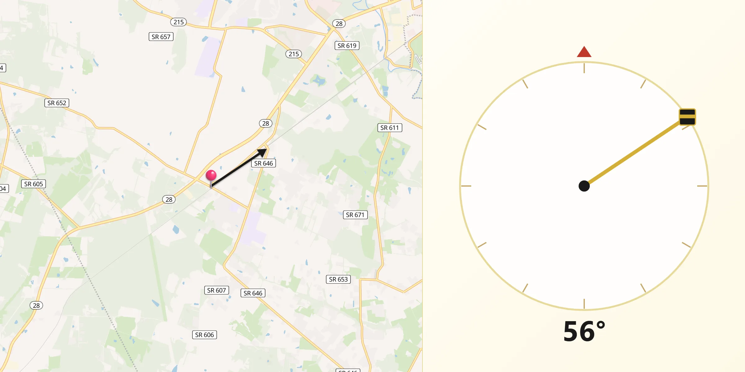 Qibla Direction from Nokesville