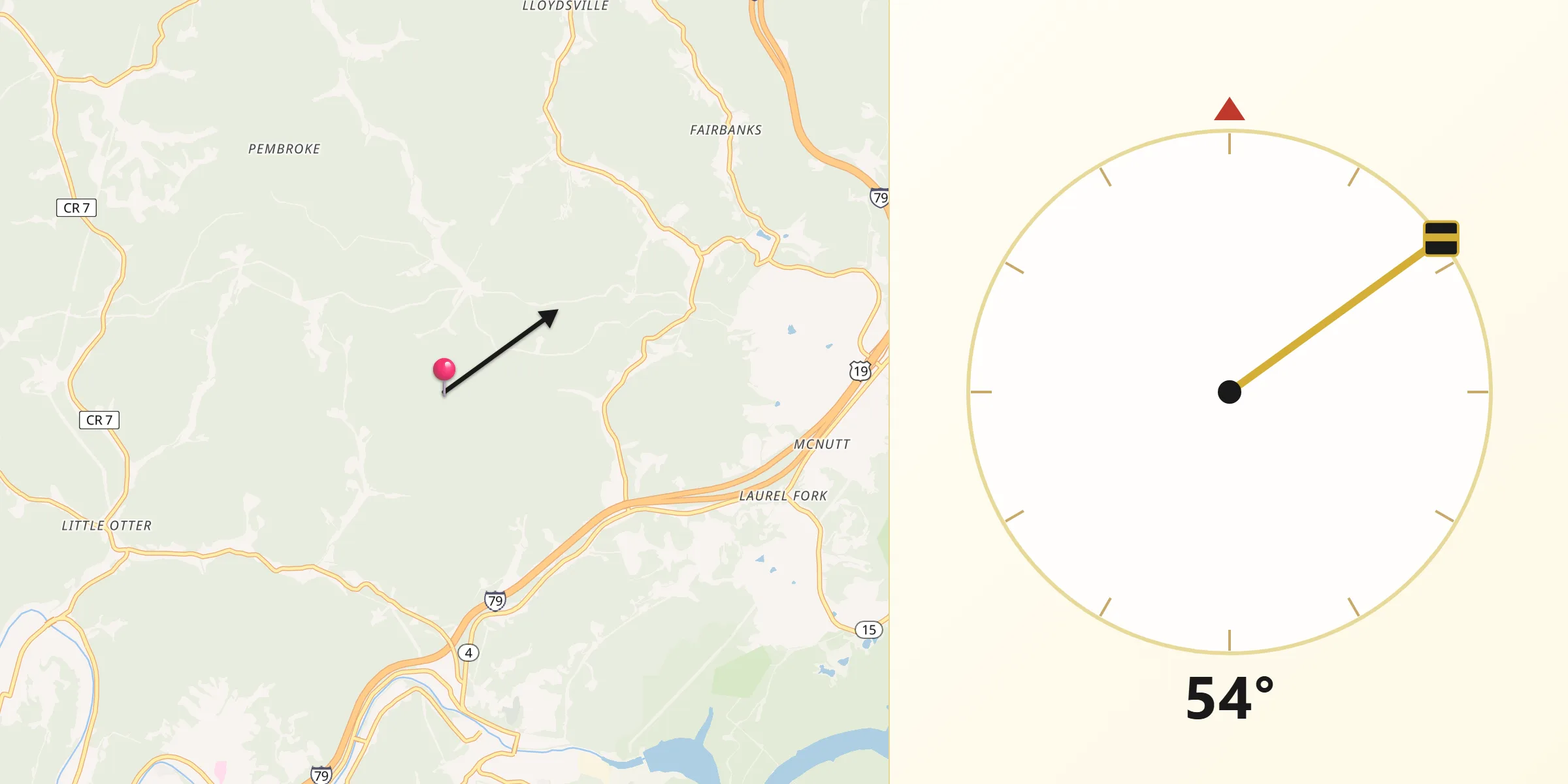 Qibla Direction from Braxton