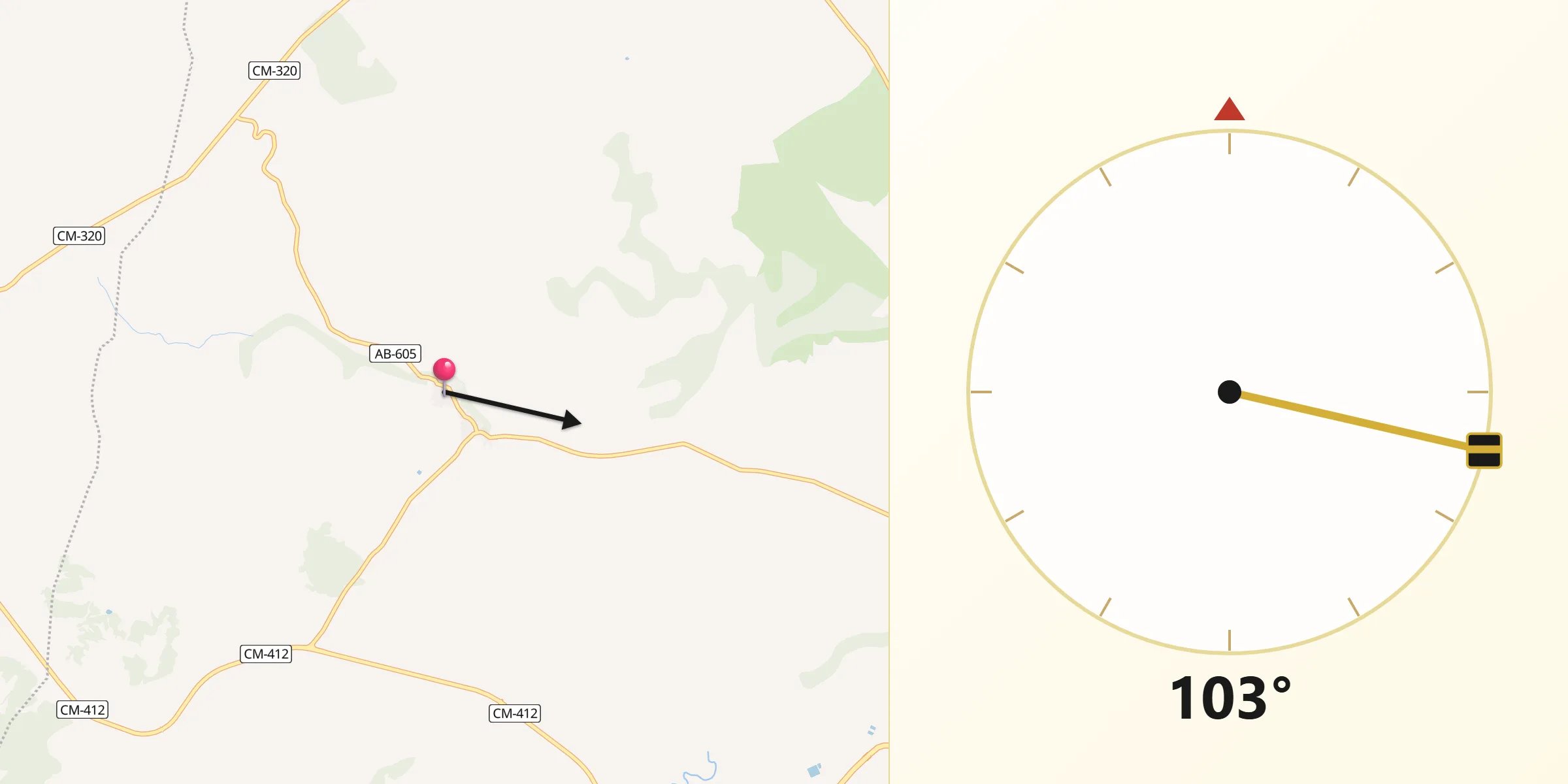Dirección de la Qibla desde Povedilla