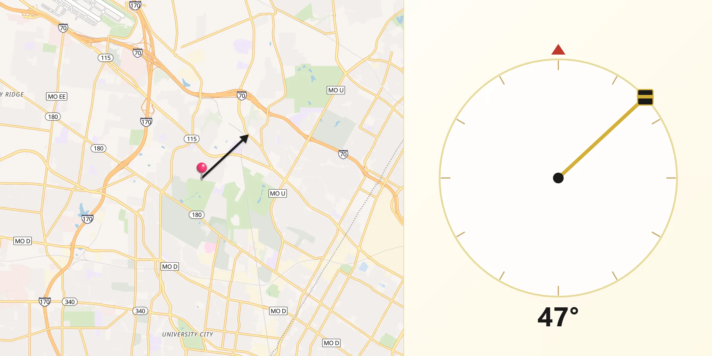Qibla Direction from Bel-Nor
