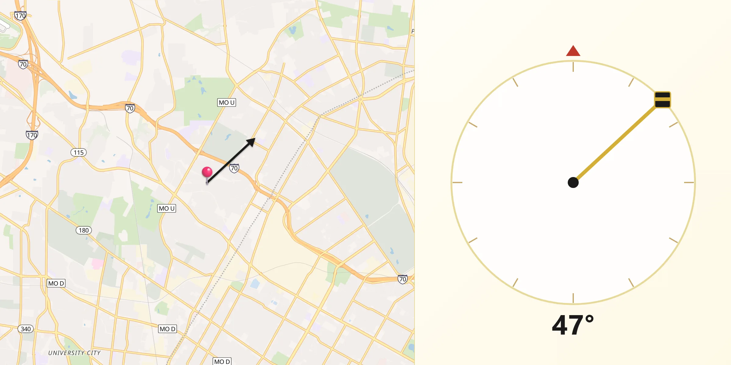 Qibla Direction from Northwoods