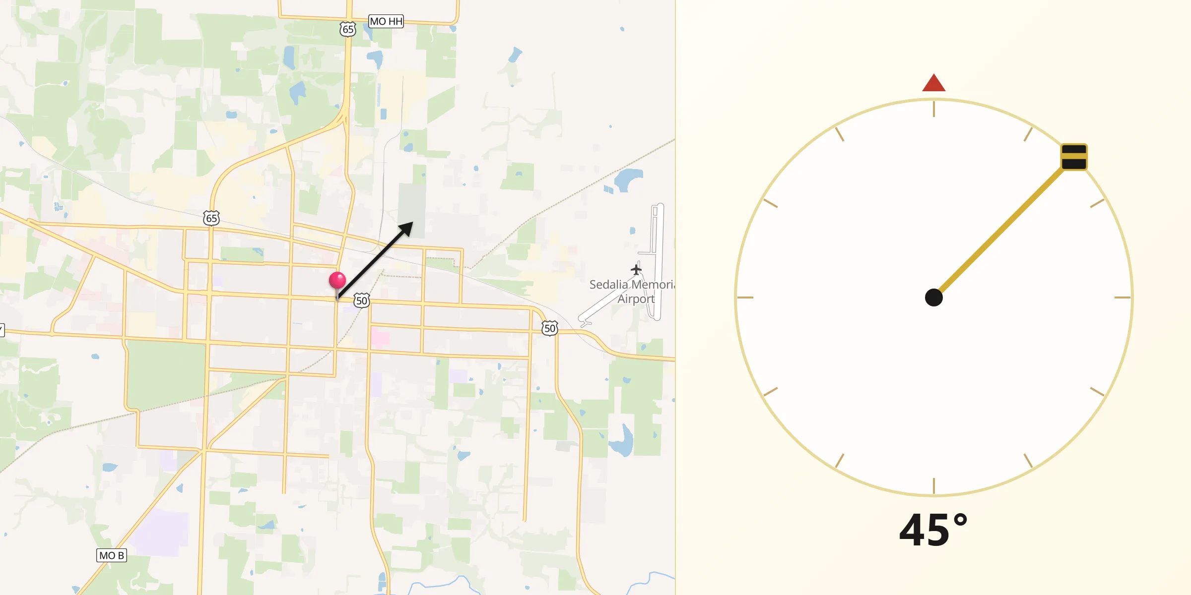 Qibla Direction from Sedalia