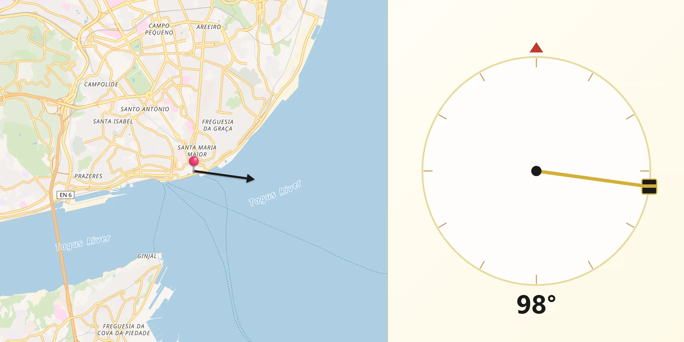 Direção da Qibla a partir de São Nicolau