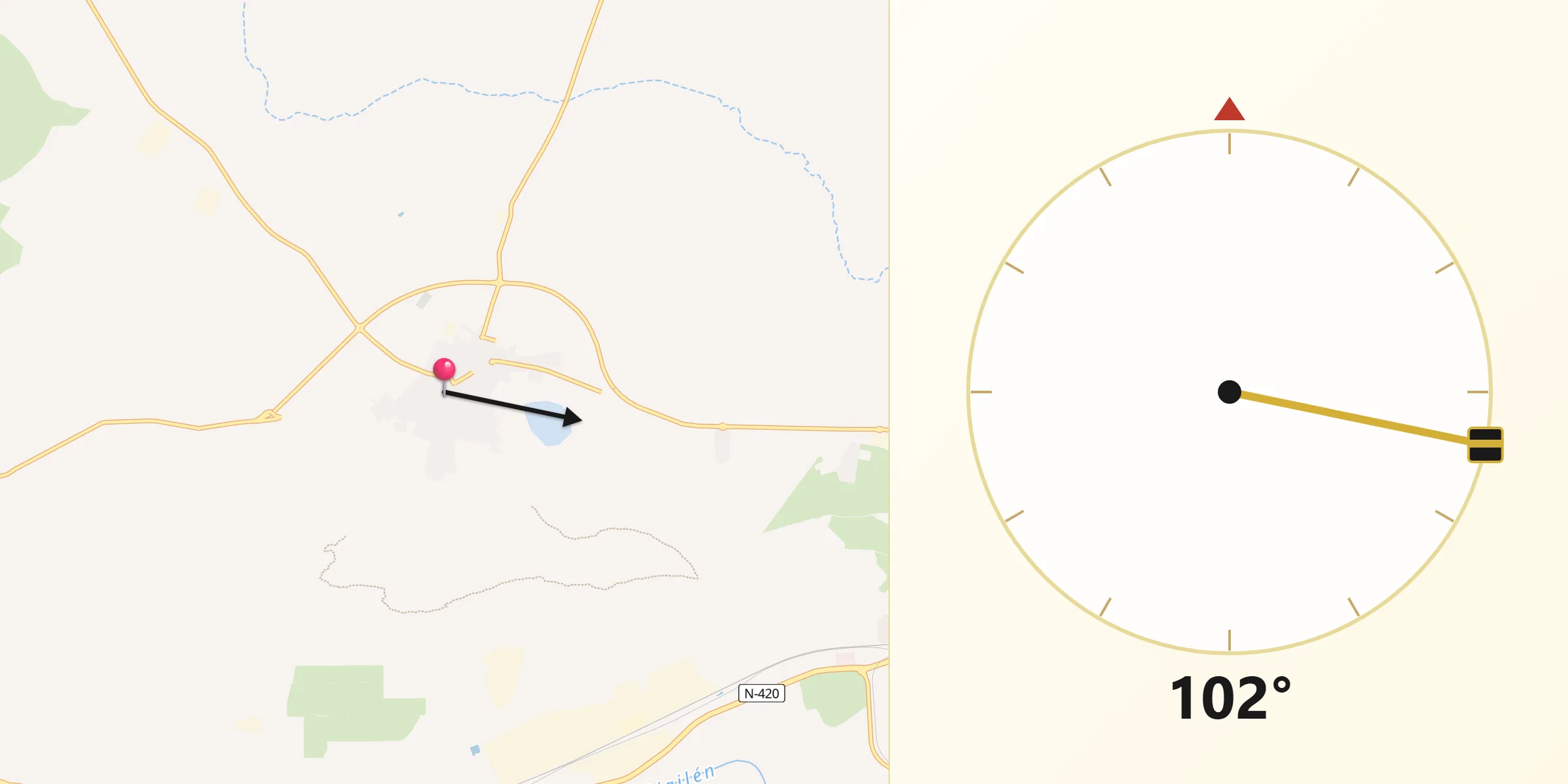 Dirección de la Qibla desde Almodóvar del Campo
