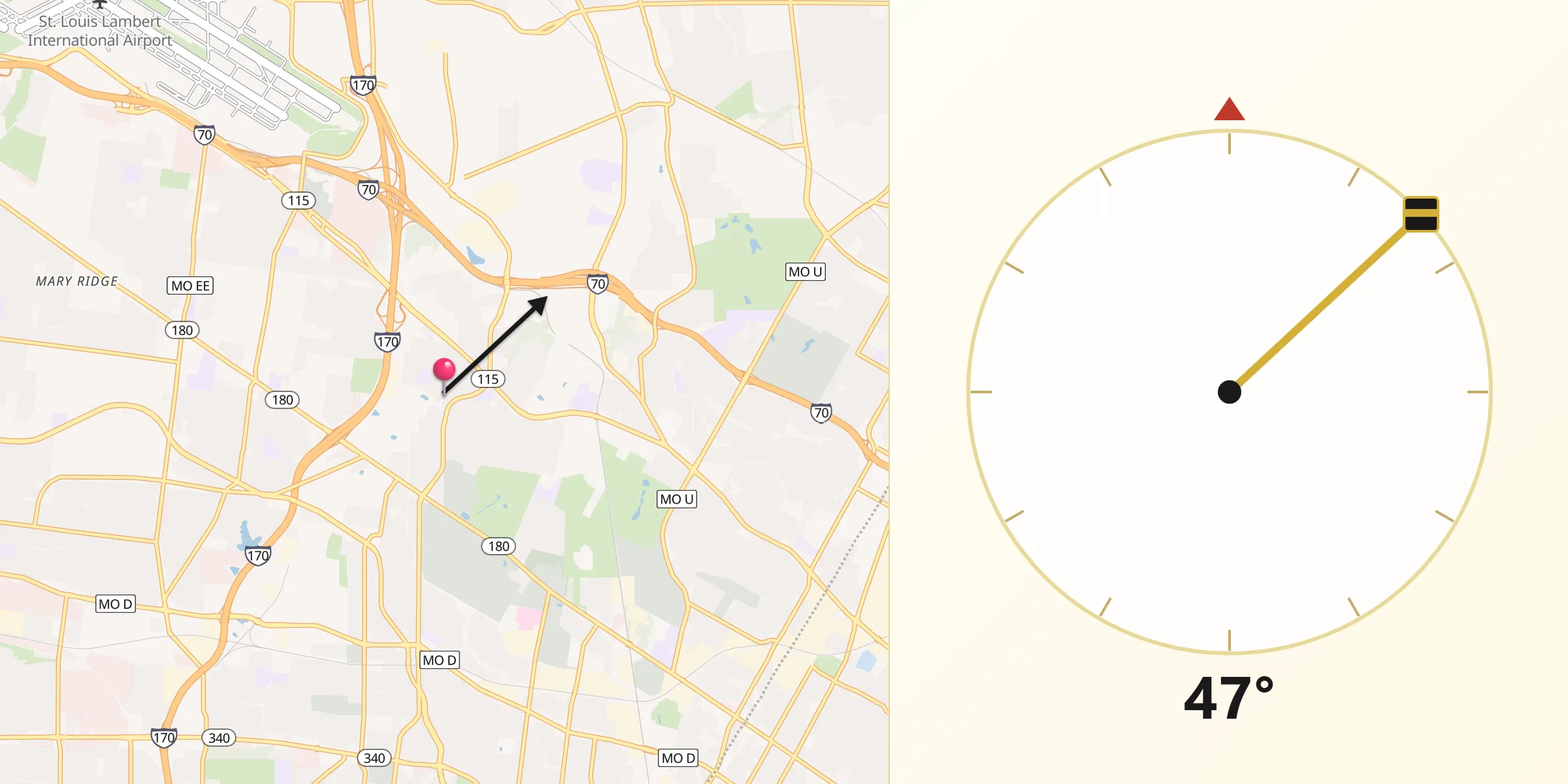 Qibla Direction from Bel-Ridge