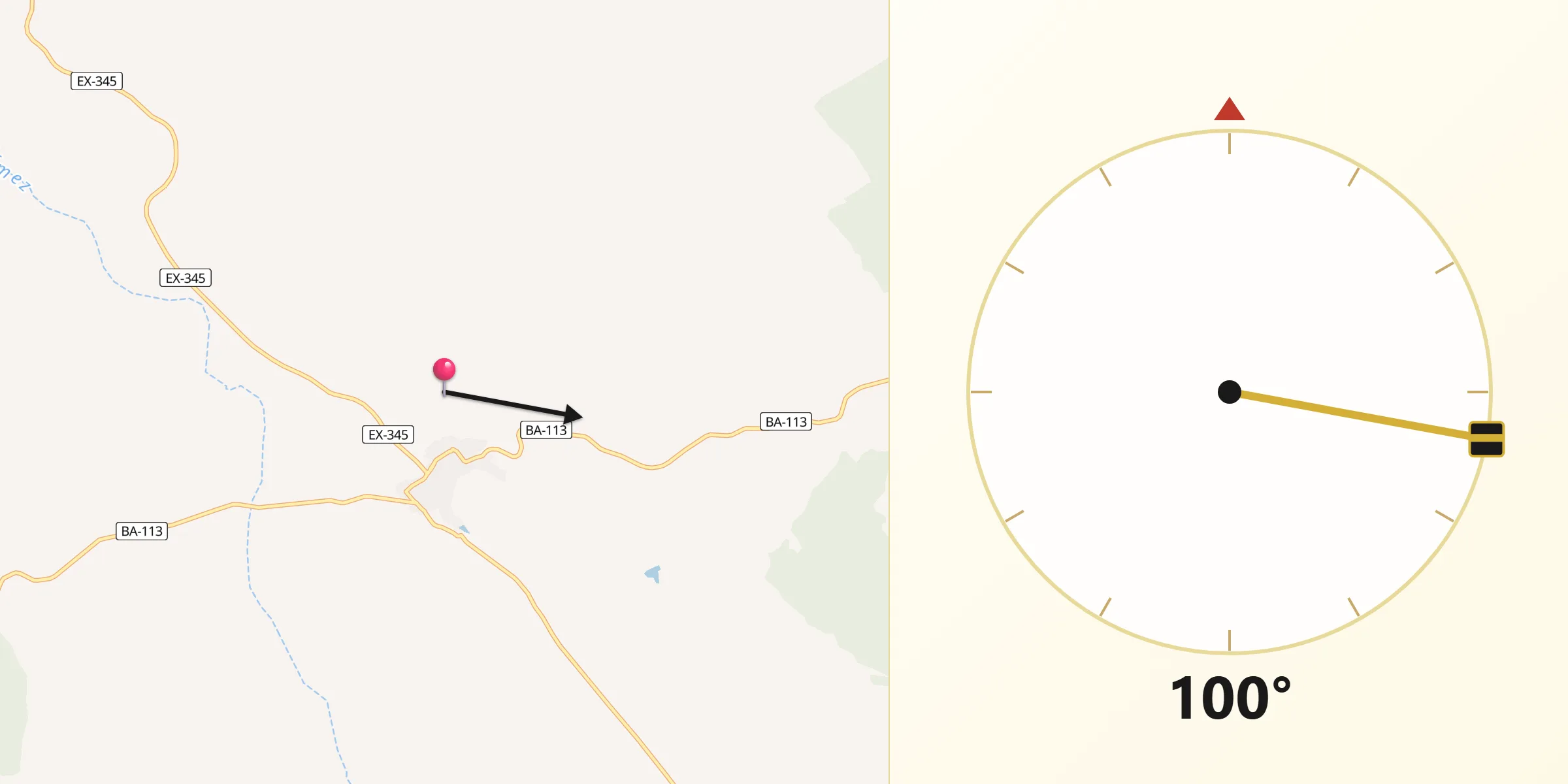 Dirección de la Qibla desde Valle de la Serena