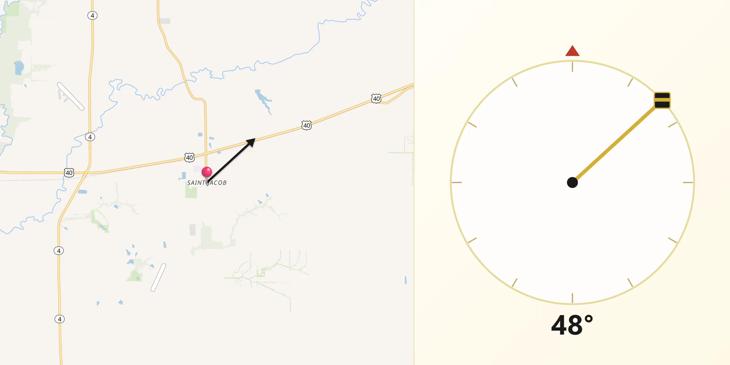Qibla Direction from Saint Jacob