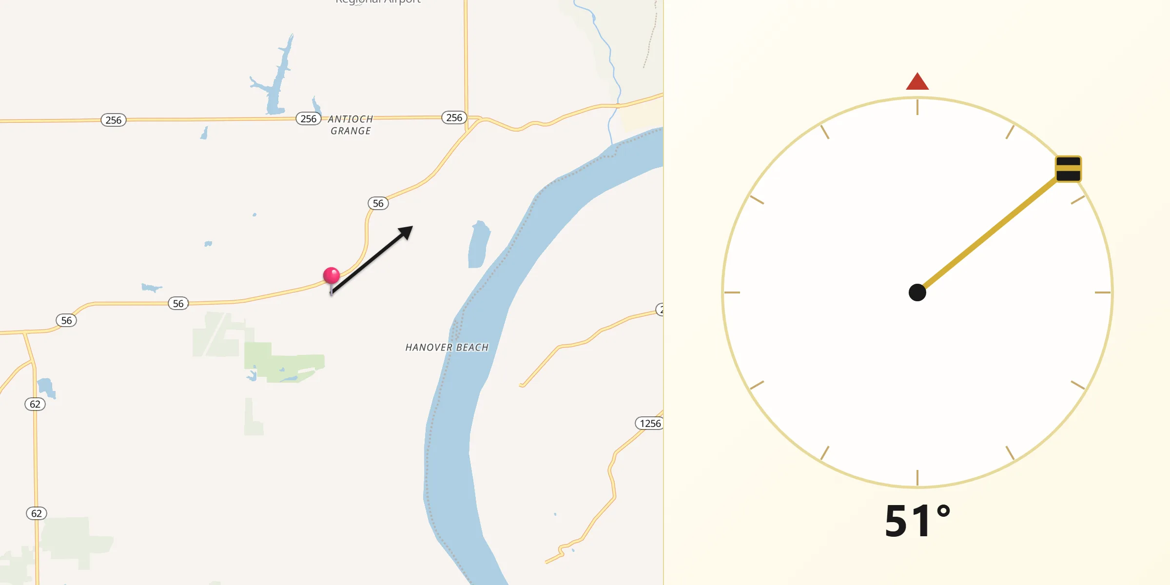 Qibla Direction from Hanover