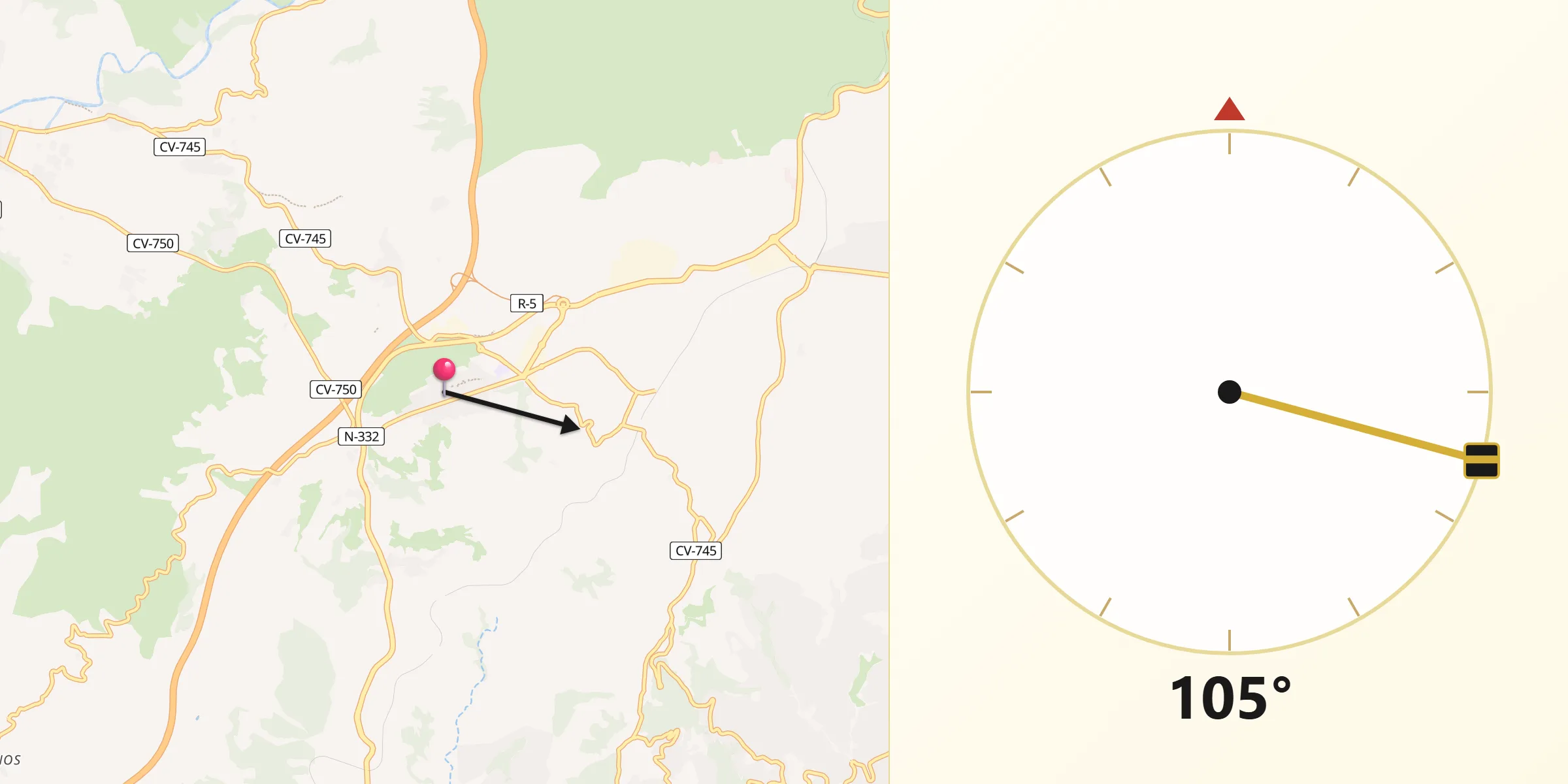 Dirección de la Qibla desde Benissa