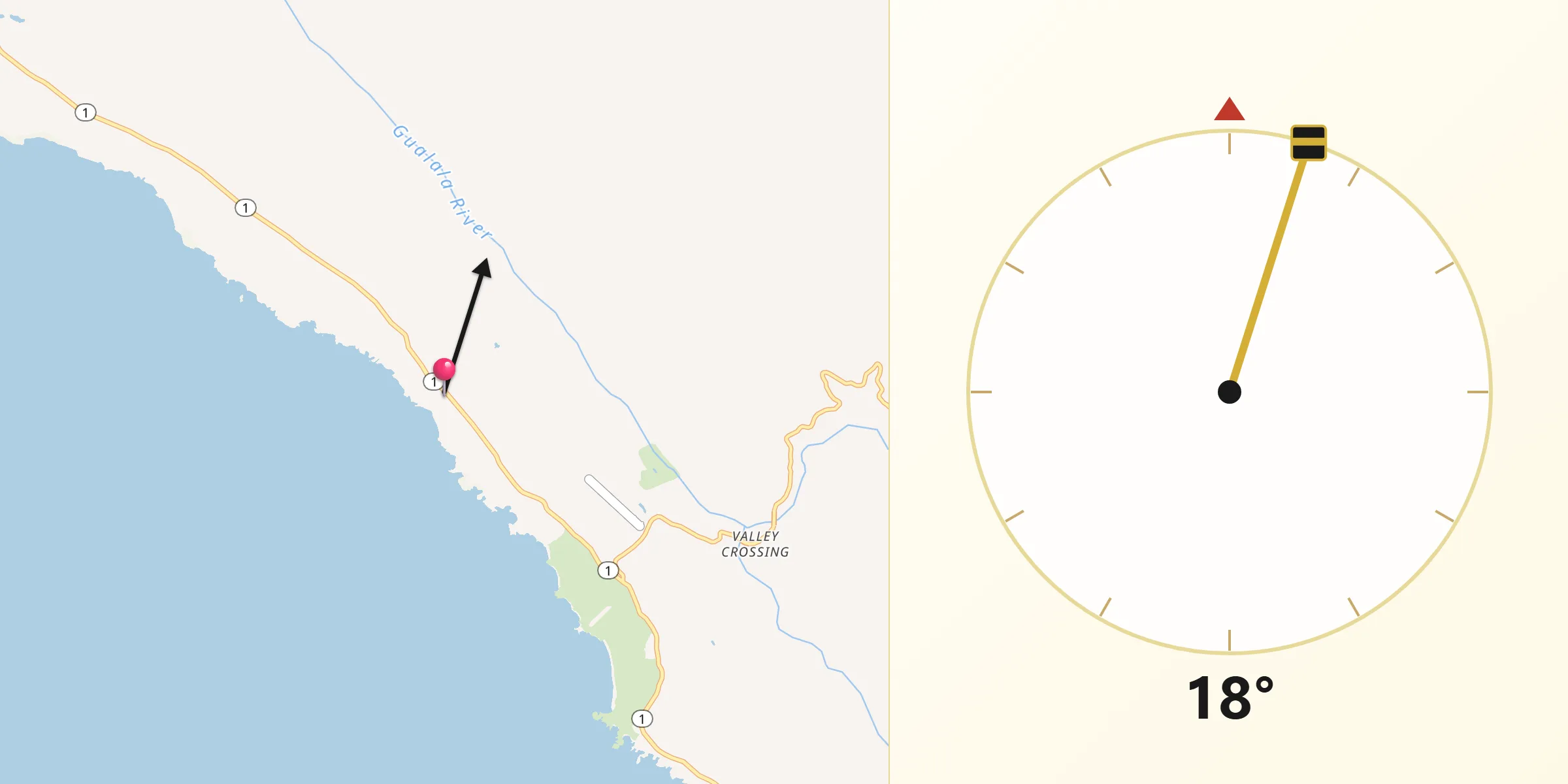 Qibla Direction from Sea Ranch