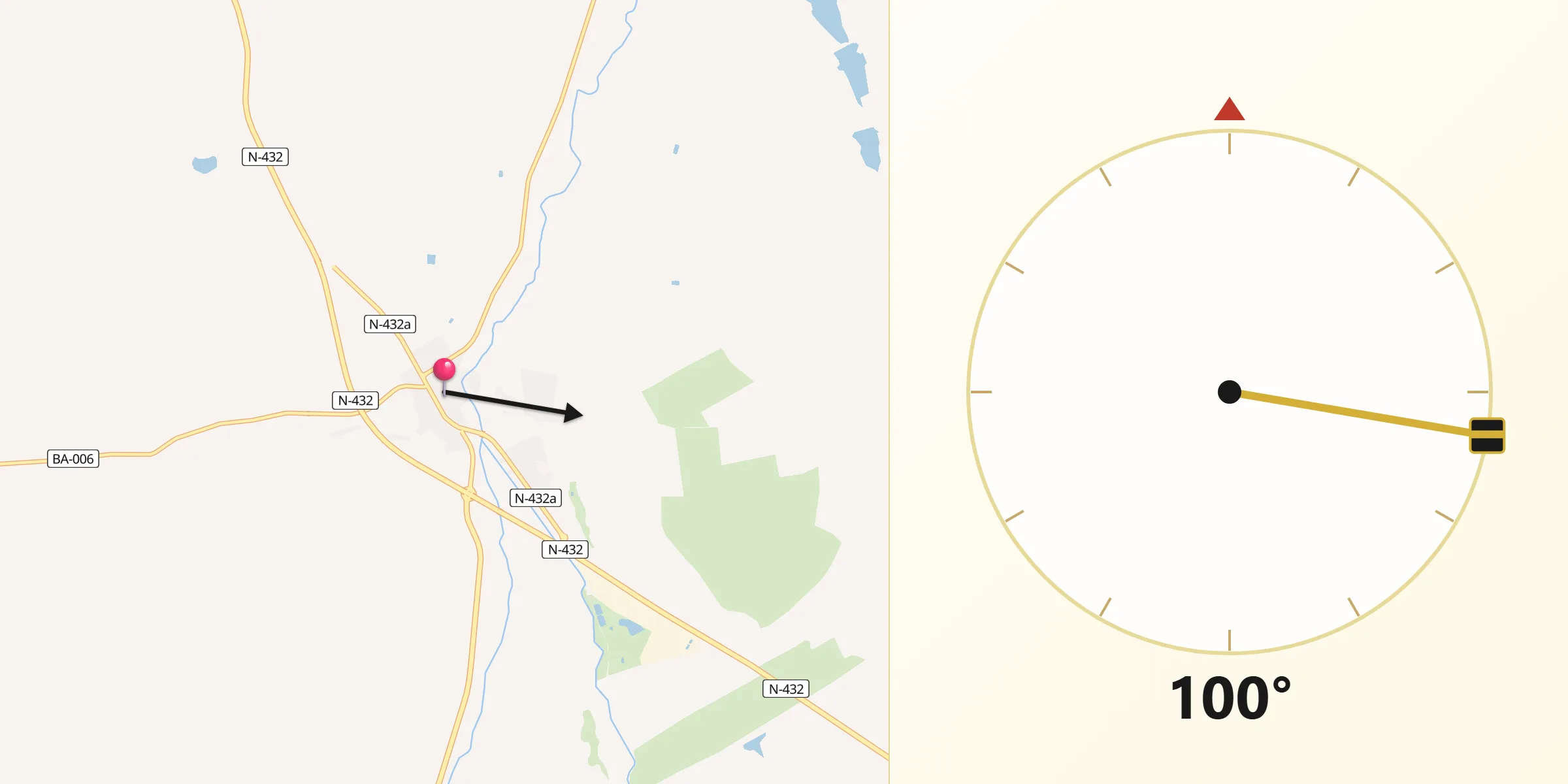 Dirección de la Qibla desde La Albuera