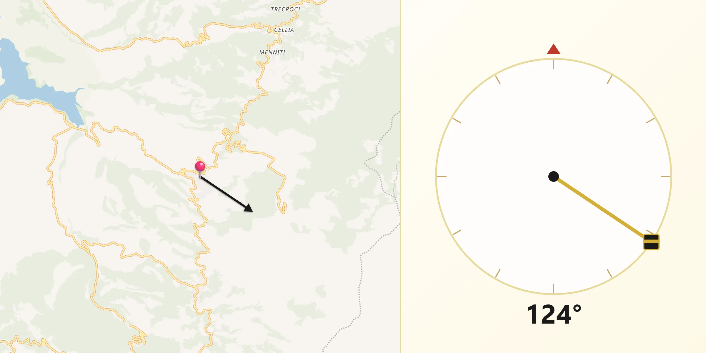 Direzione della Qibla da Monterosso Calabro