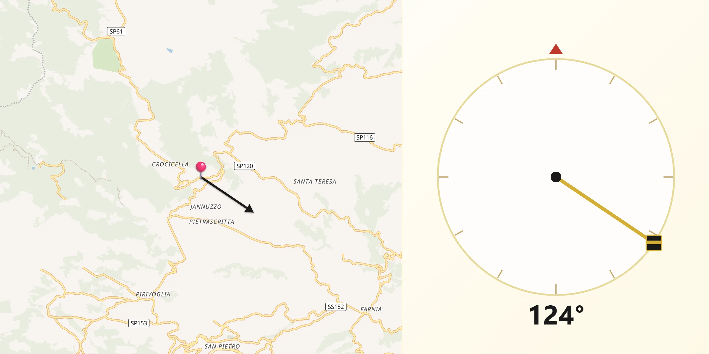 Direzione della Qibla da Cenadi