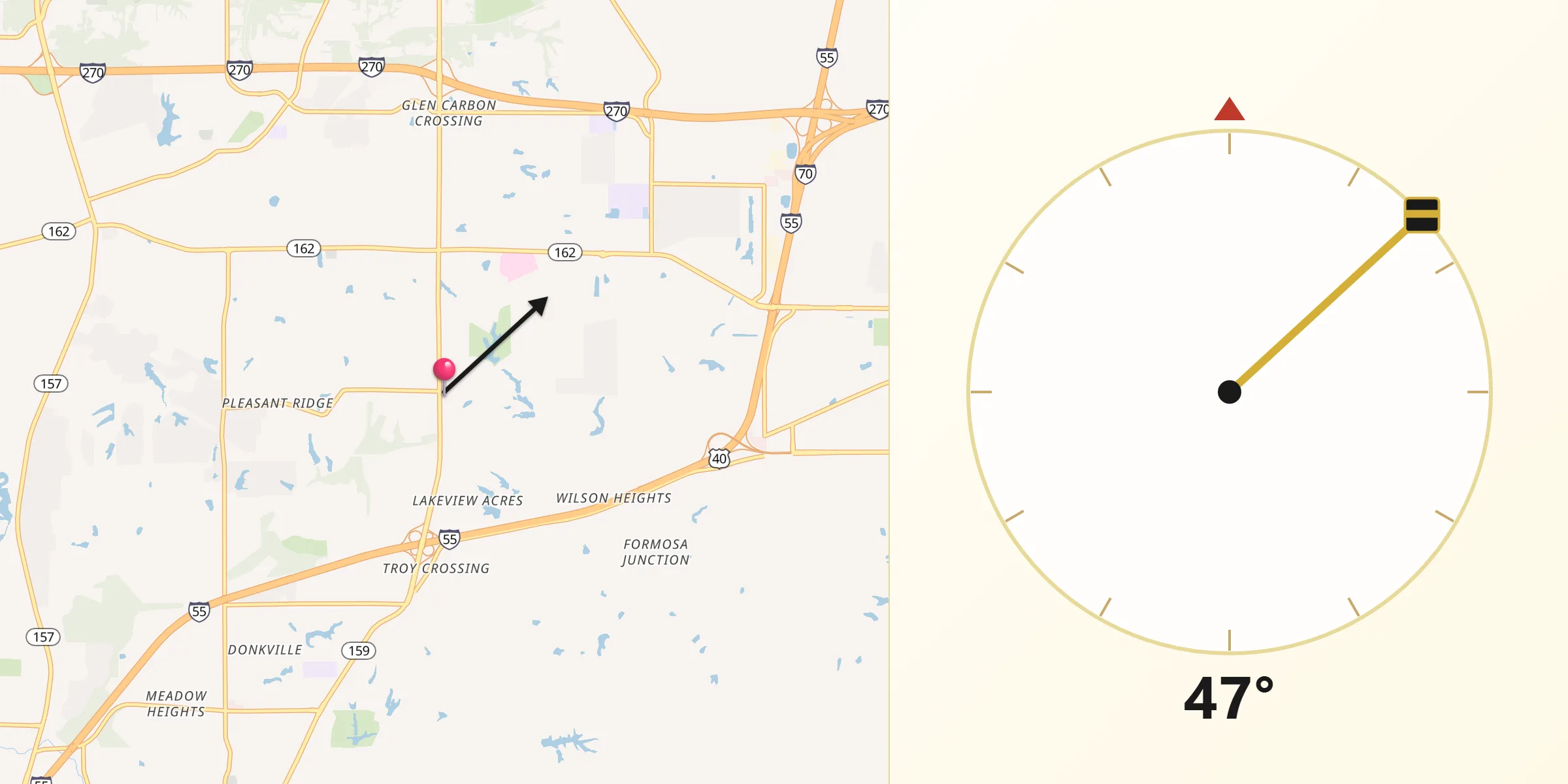 Qibla Direction from Maryville