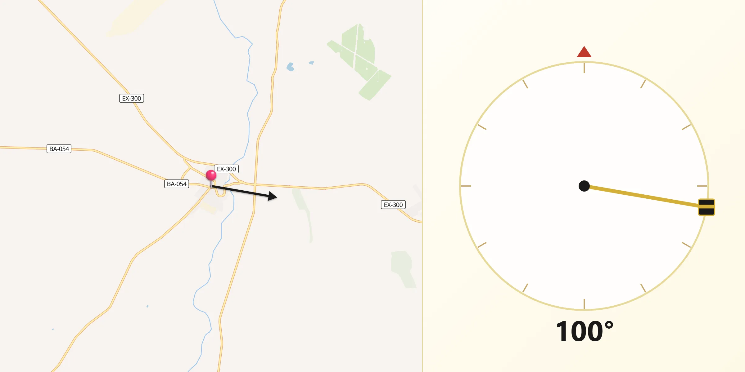 Dirección de la Qibla desde Solana de los Barros