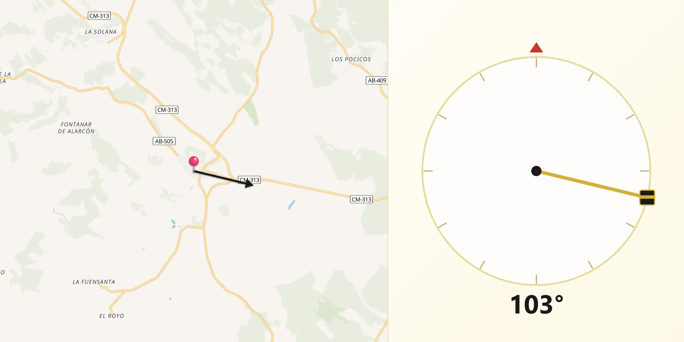 Dirección de la Qibla desde Peñas de San Pedro