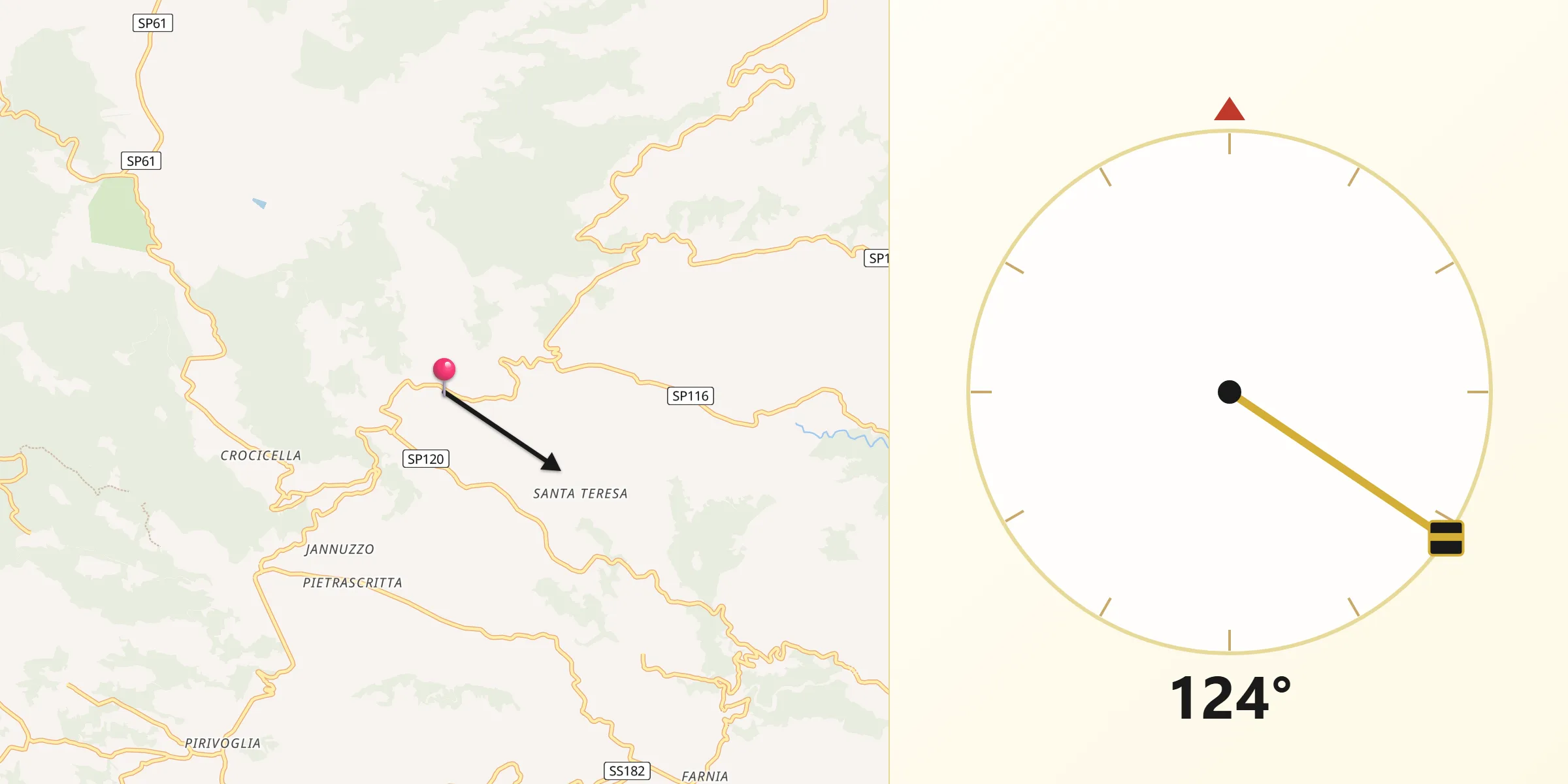 Direzione della Qibla da Centrache