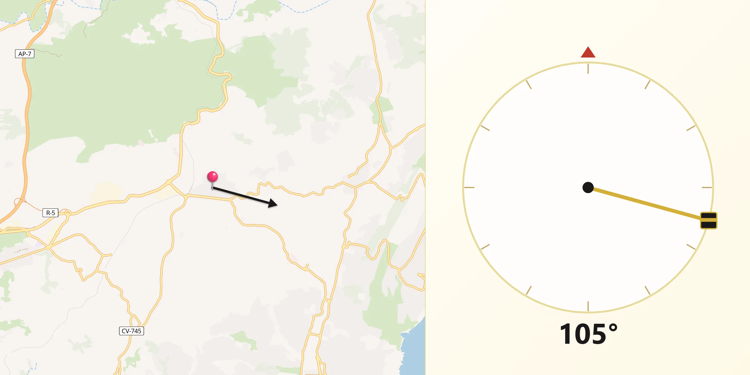 Dirección de la Qibla desde Teulada