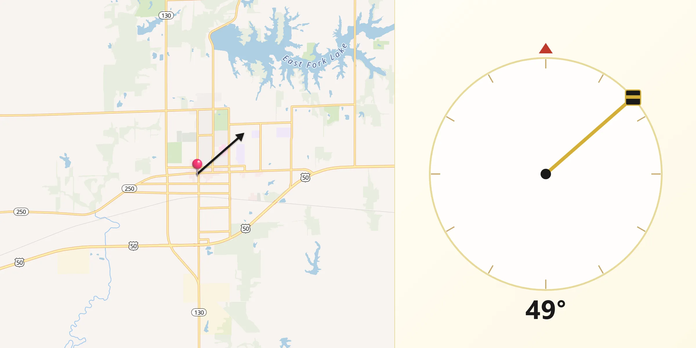Qibla Direction from Olney