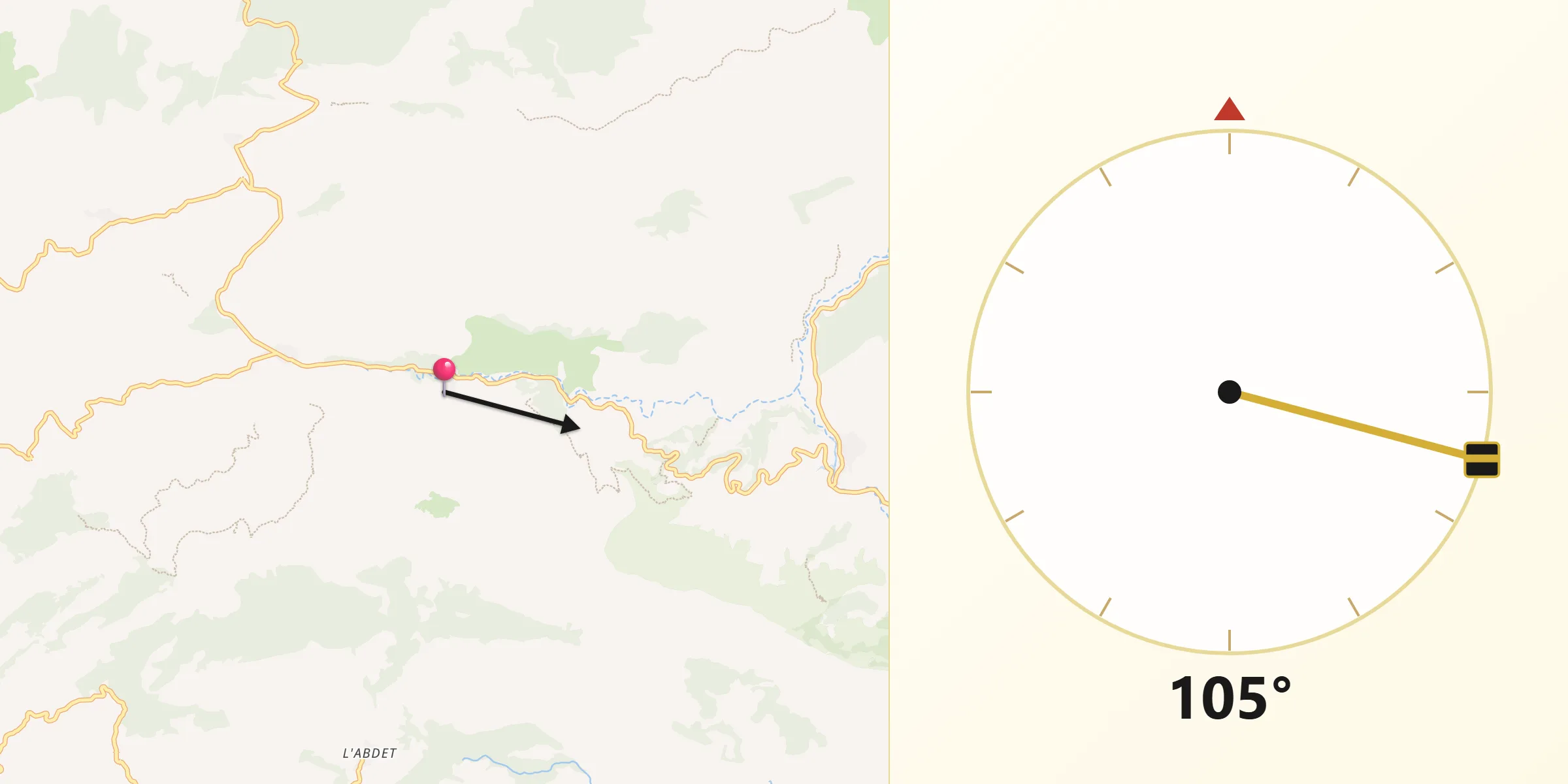 Dirección de la Qibla desde Famorca
