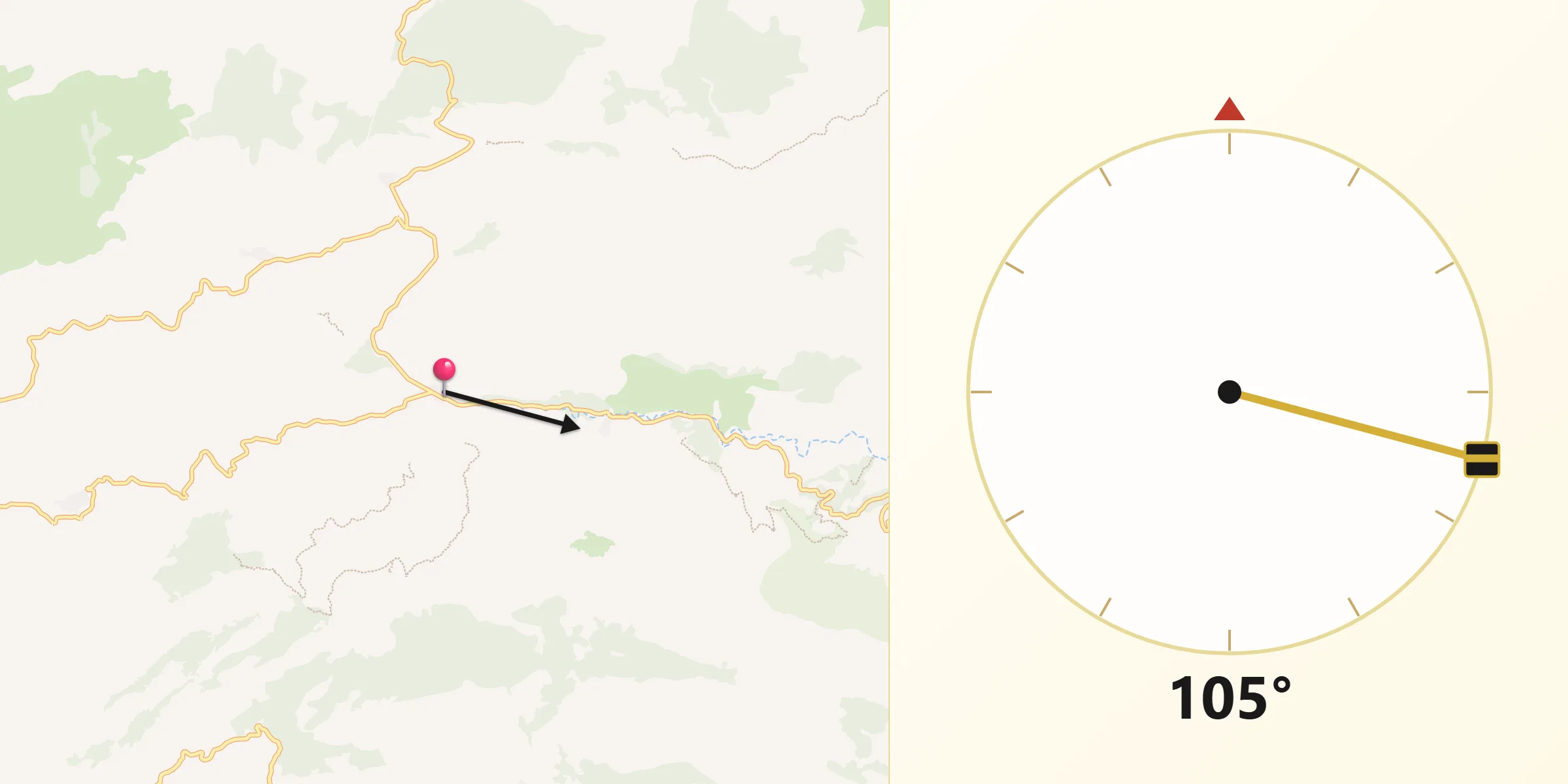 Dirección de la Qibla desde Facheca