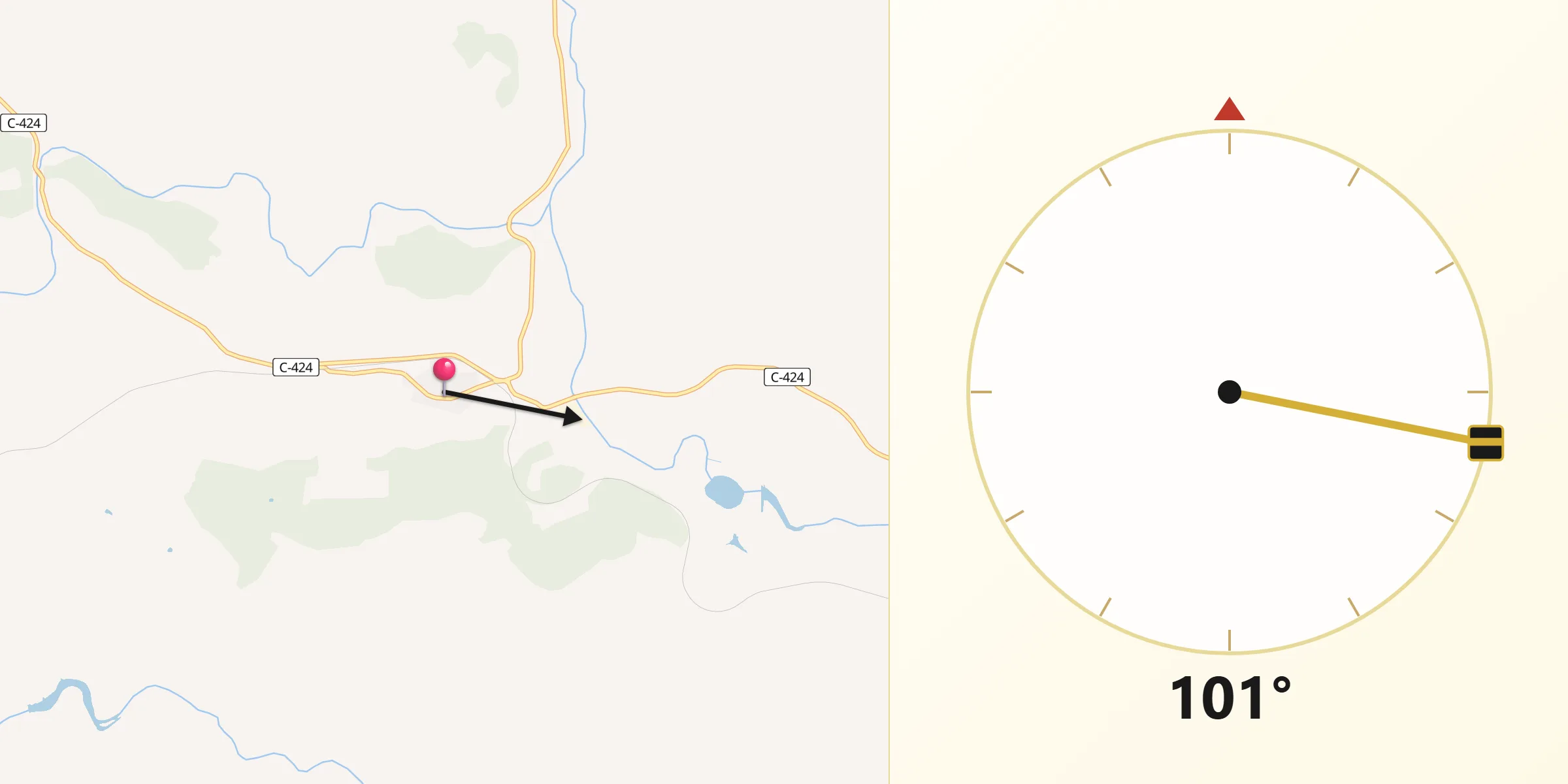 Dirección de la Qibla desde Almadenejos
