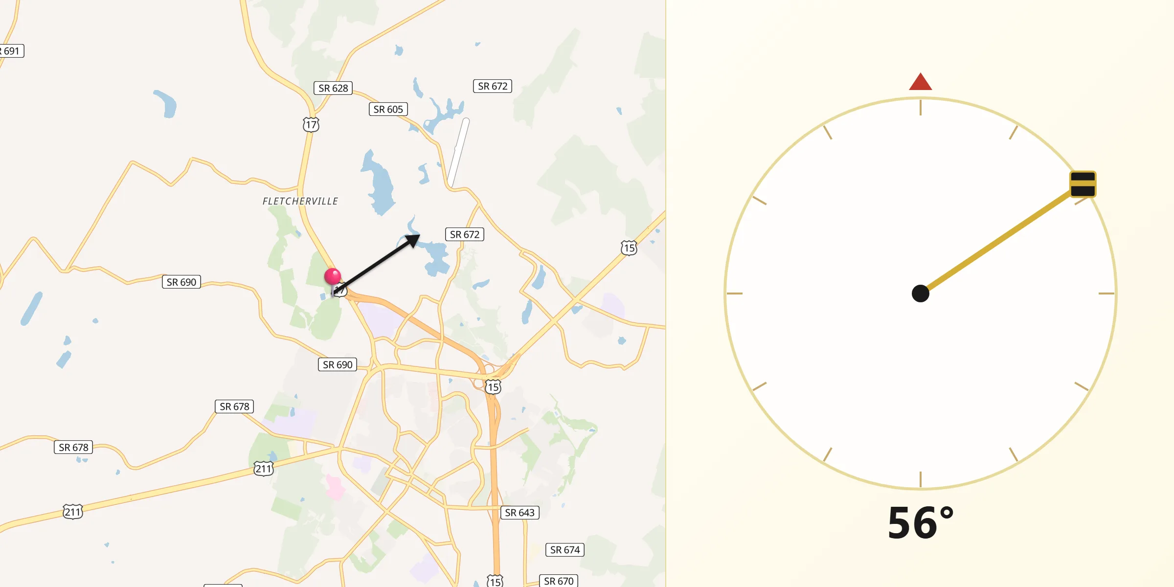 Qibla Direction from Fauquier