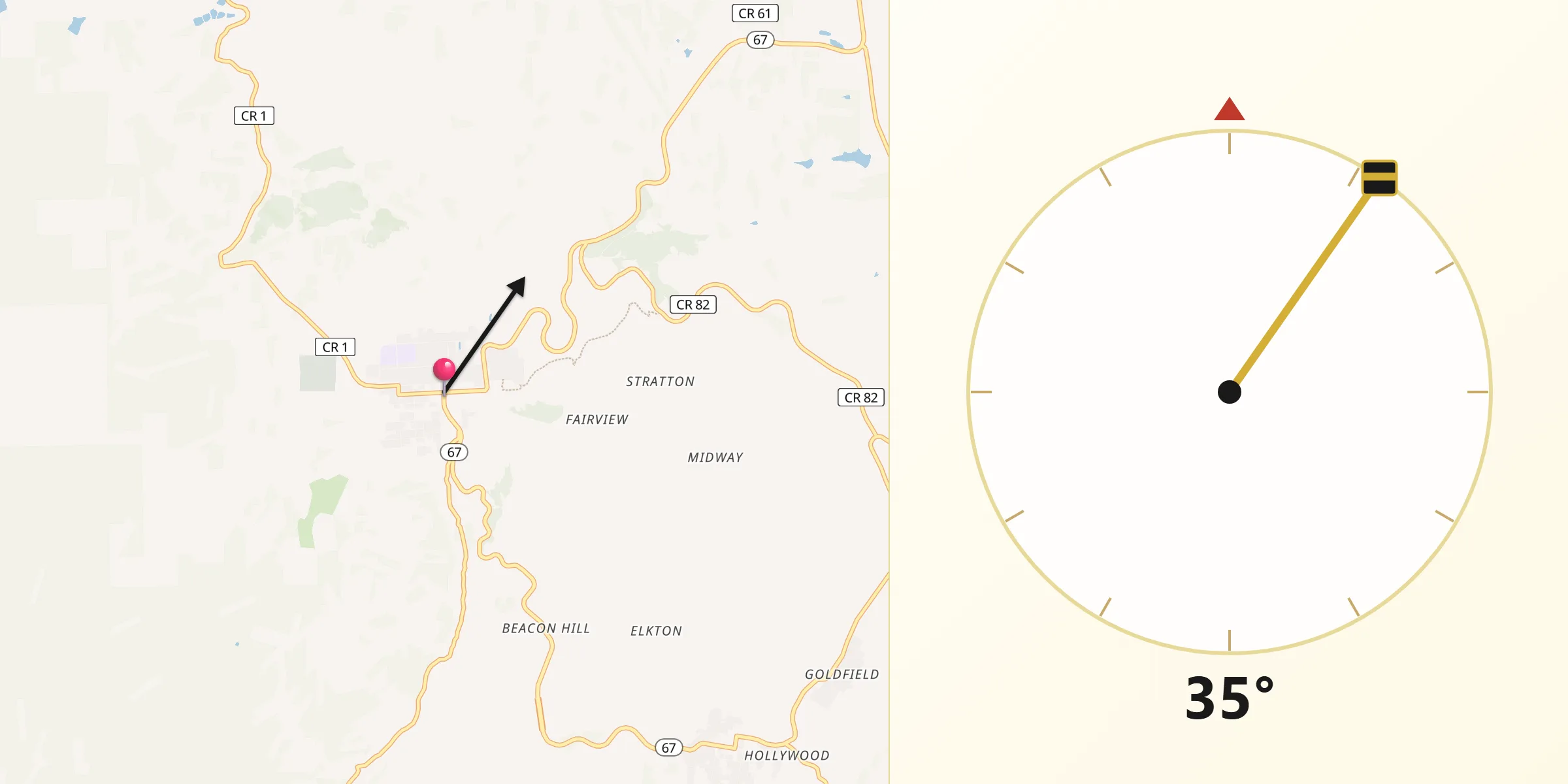 Qibla Direction from Cripple Creek