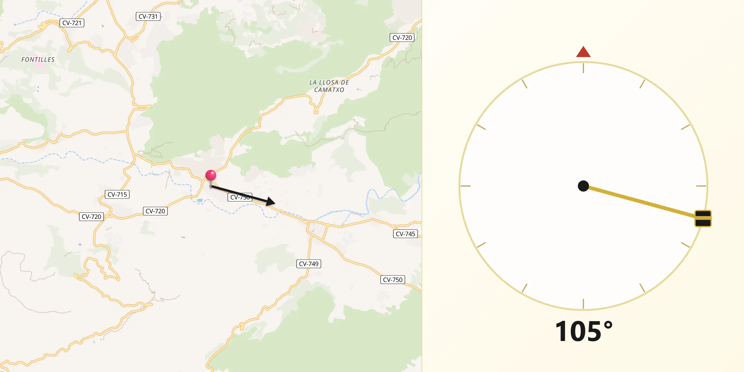 Dirección de la Qibla desde Alcalalí
