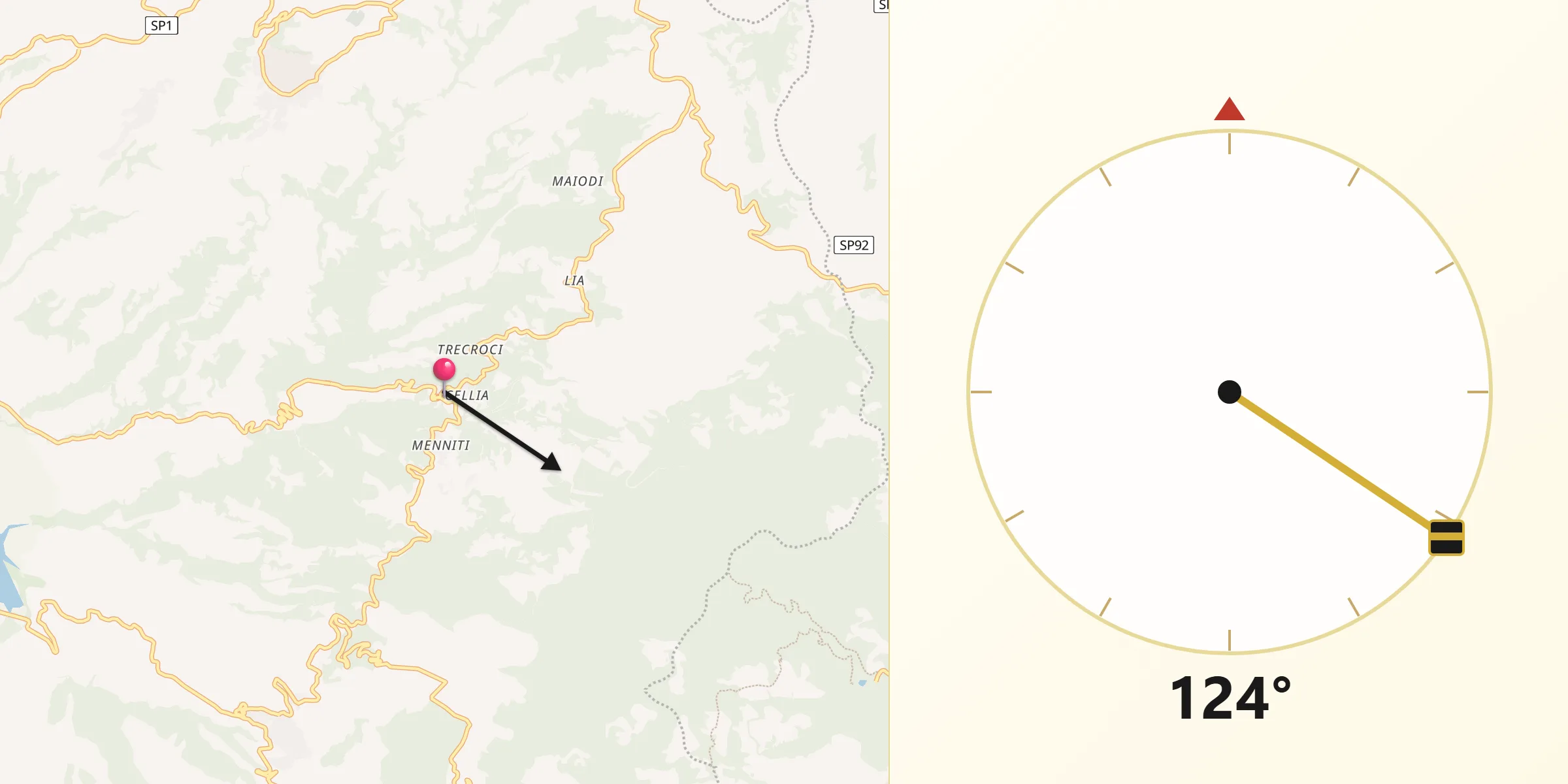Direzione della Qibla da Polia
