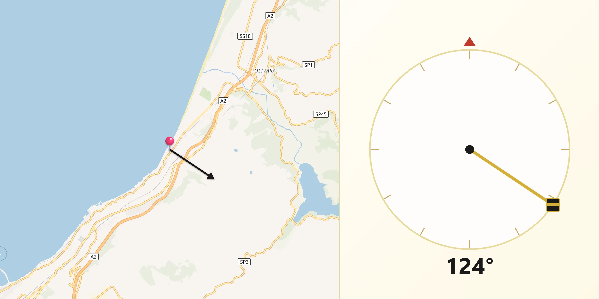 Direzione della Qibla da Pizzo