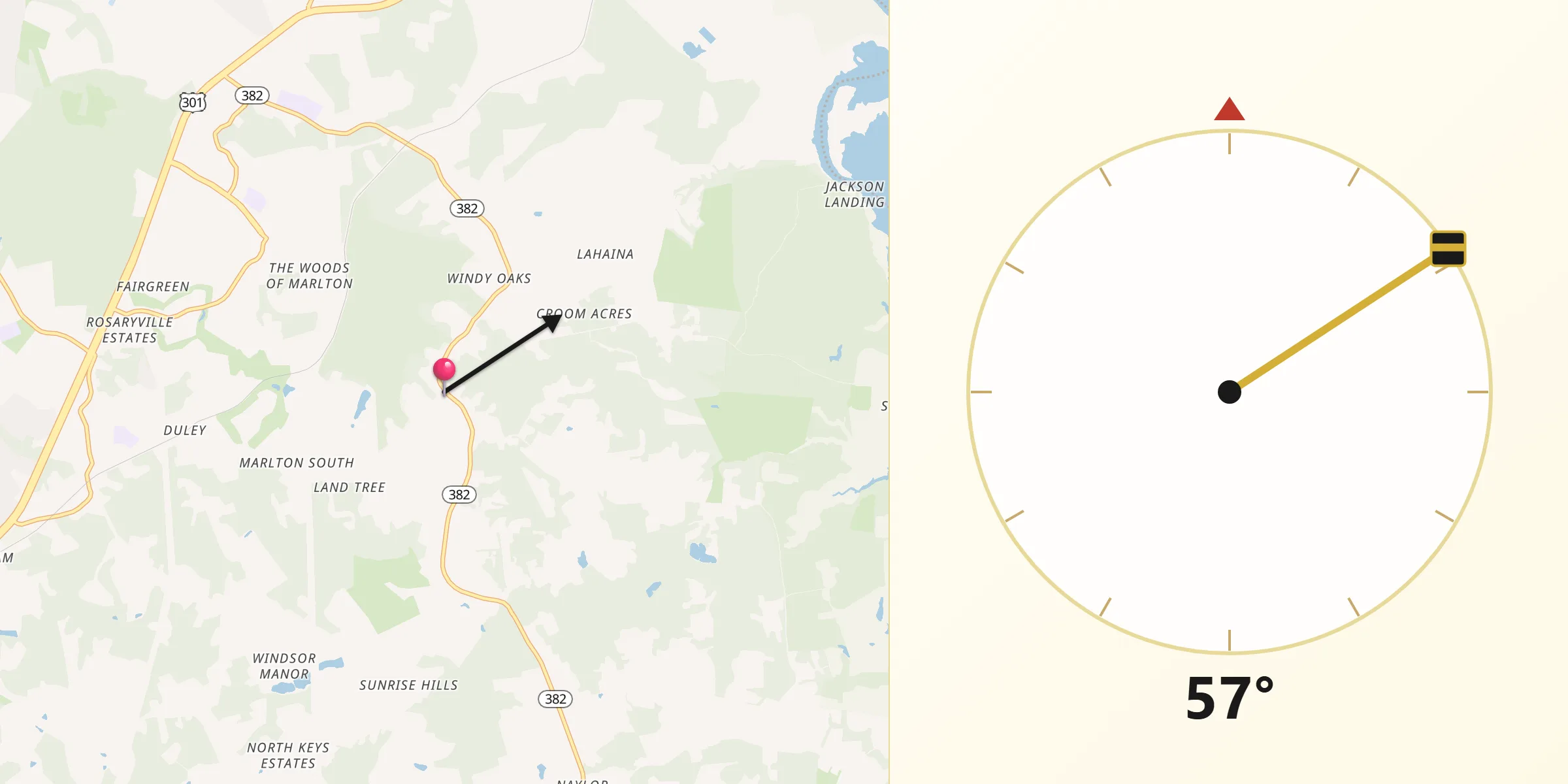 Qibla Direction from Croom