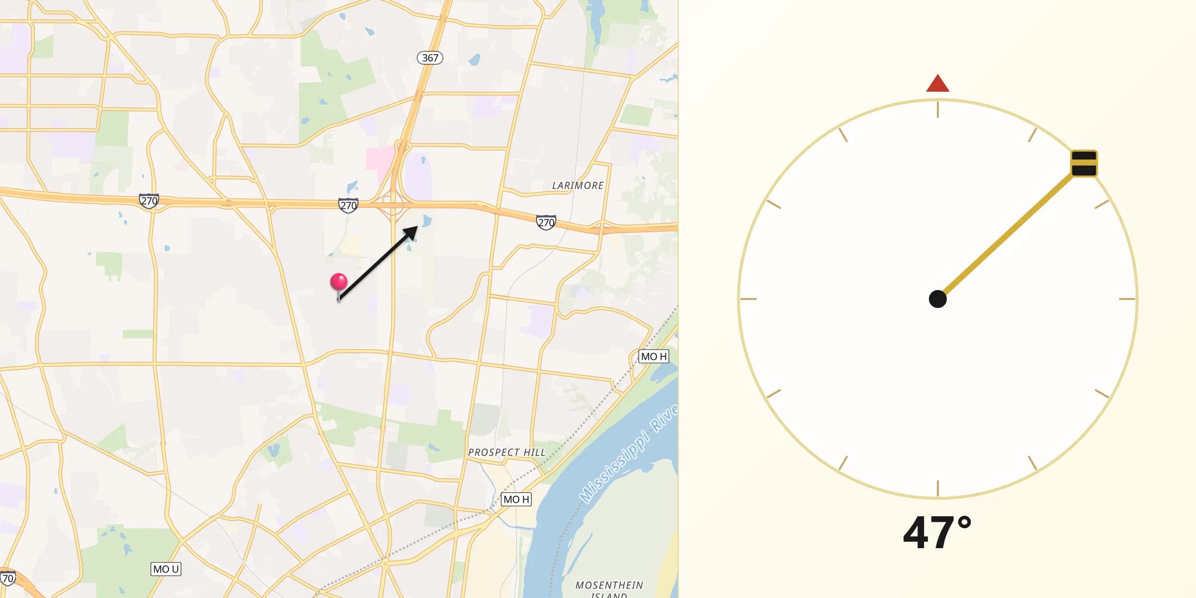 Qibla Direction from Castle Point