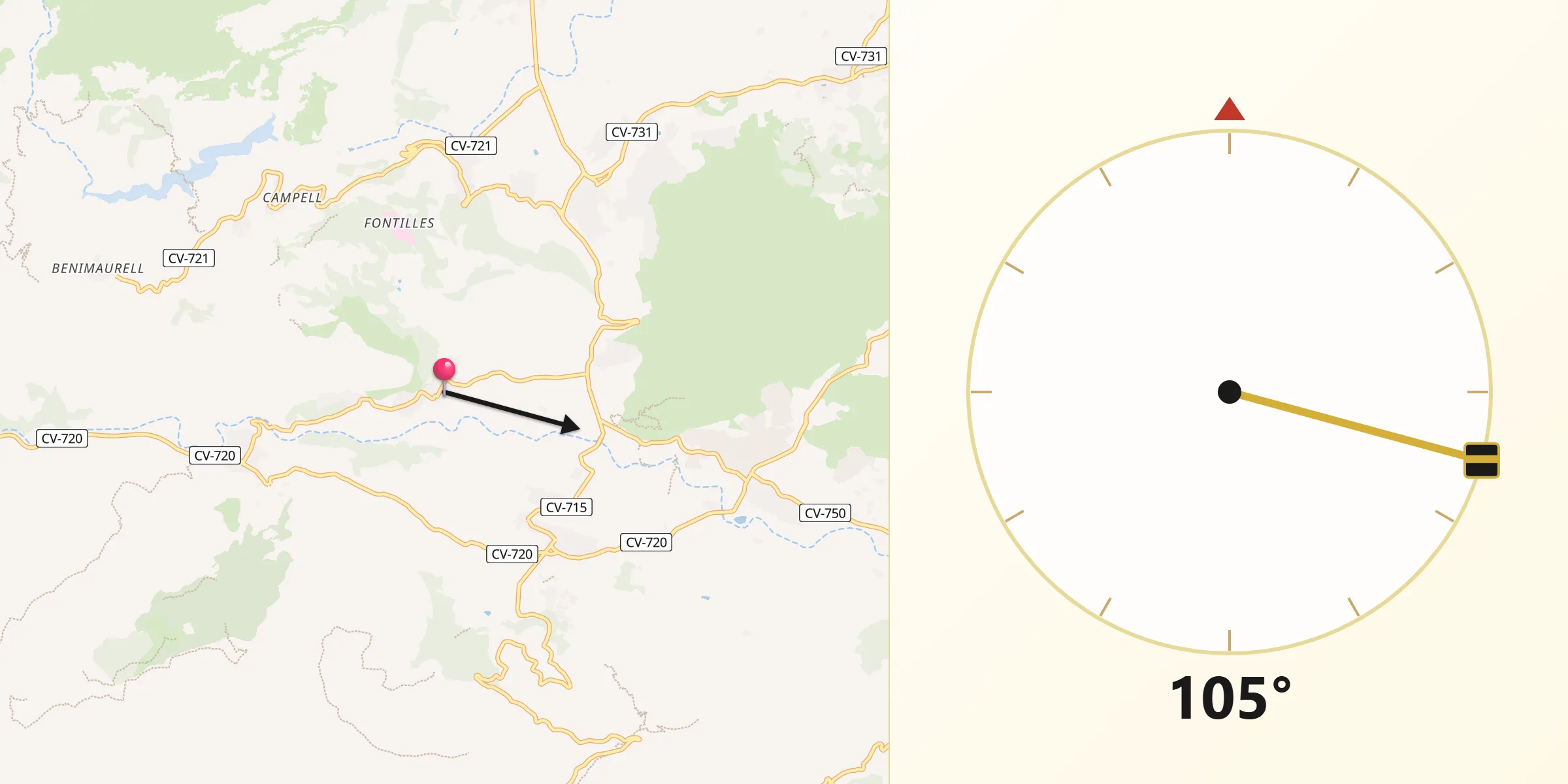 Dirección de la Qibla desde Murla