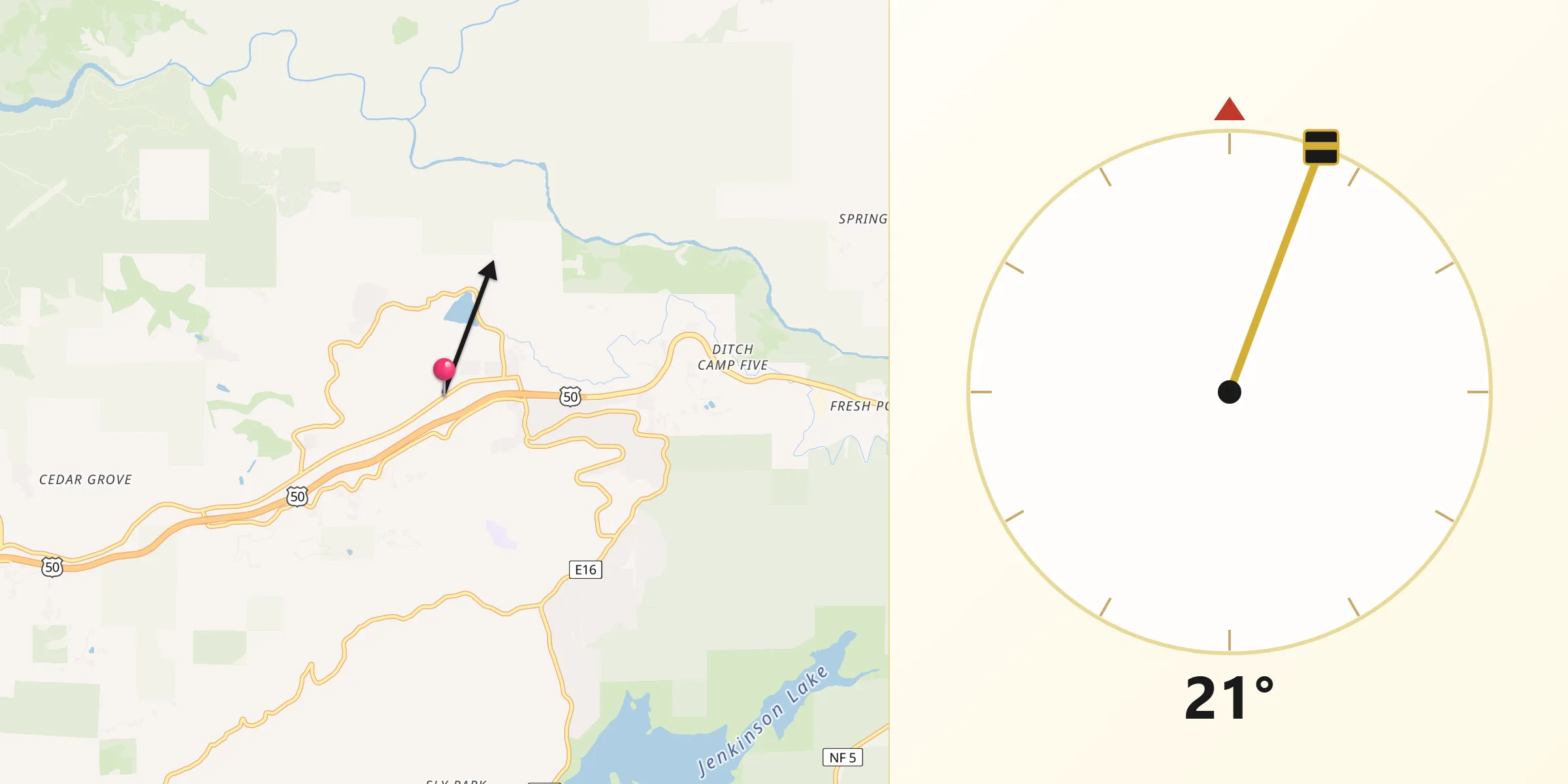 Qibla Direction from Pollock Pines