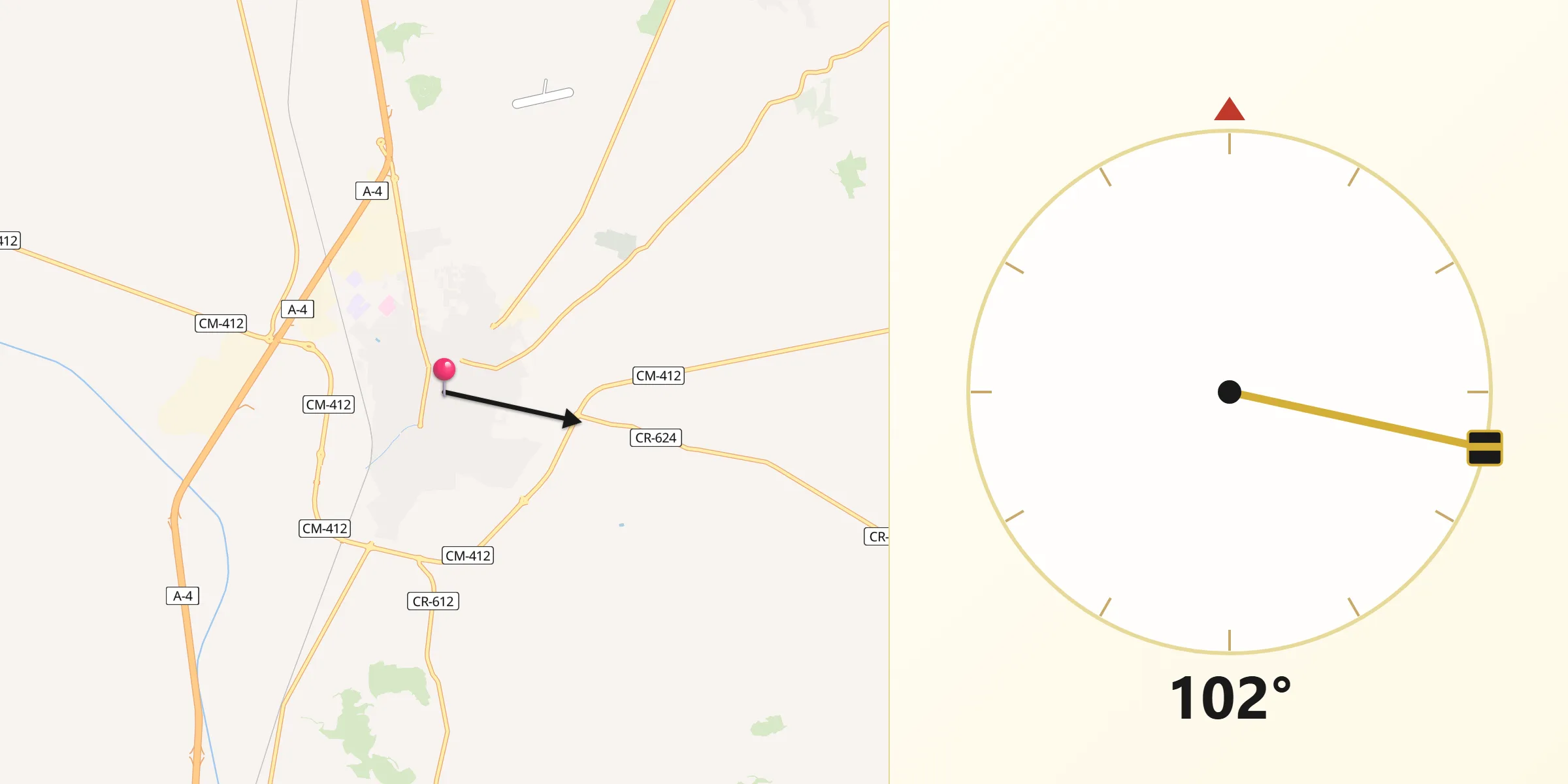 Dirección de la Qibla desde Valdepeñas
