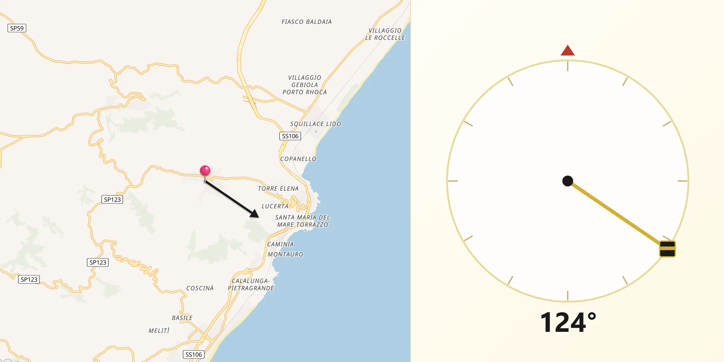 Direzione della Qibla da Staletti
