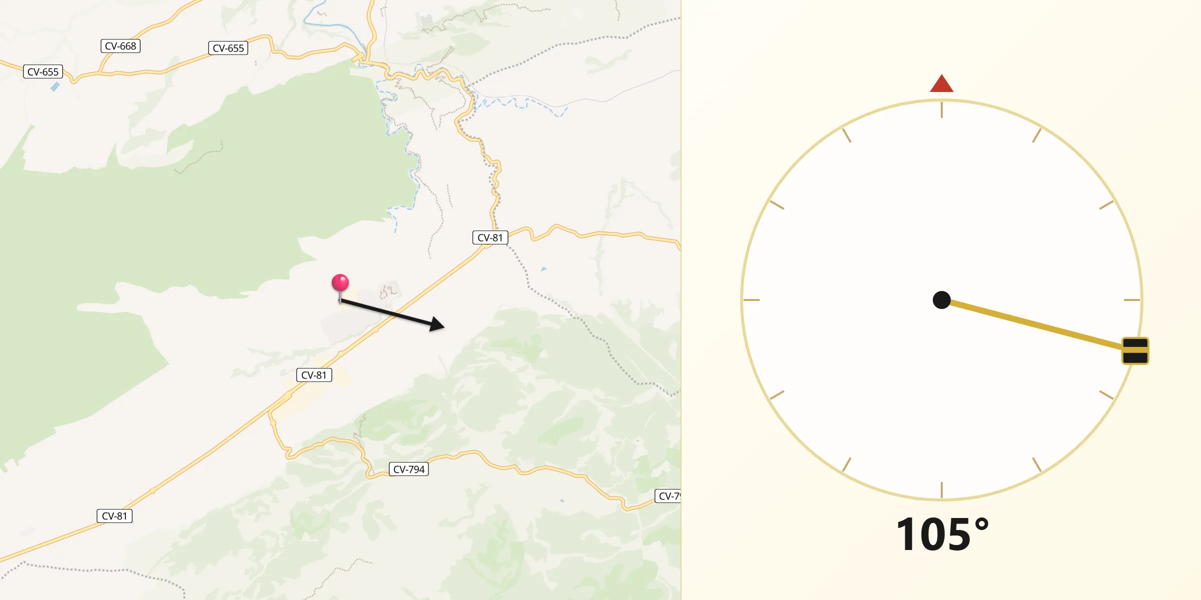 Dirección de la Qibla desde Bocairent
