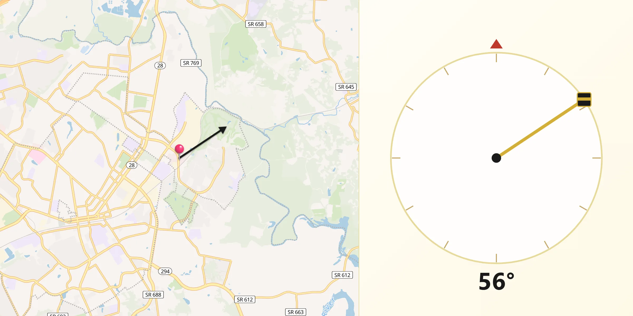 Qibla Direction from Manassas Park