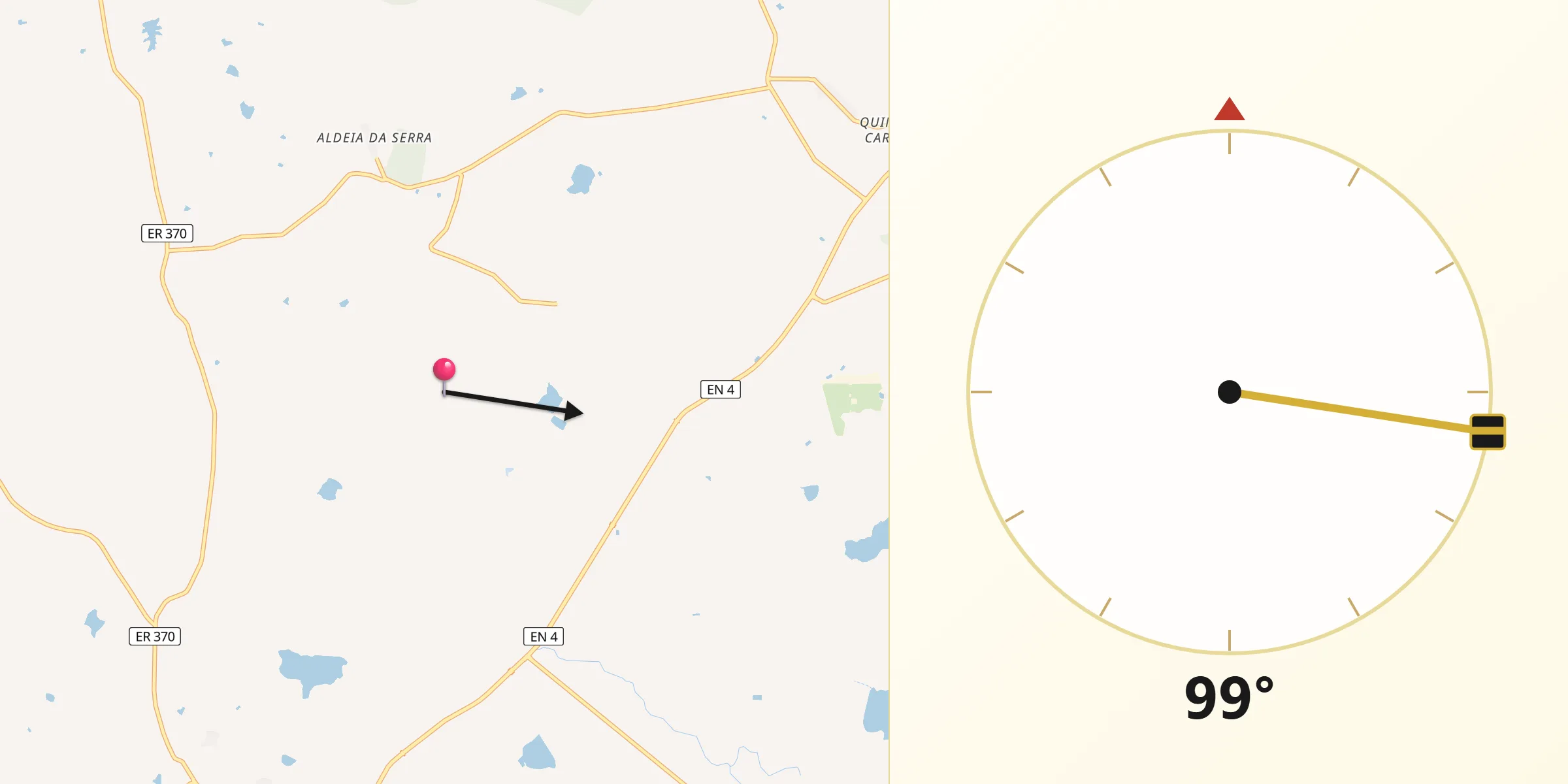 Direção da Qibla a partir de Arraiolos