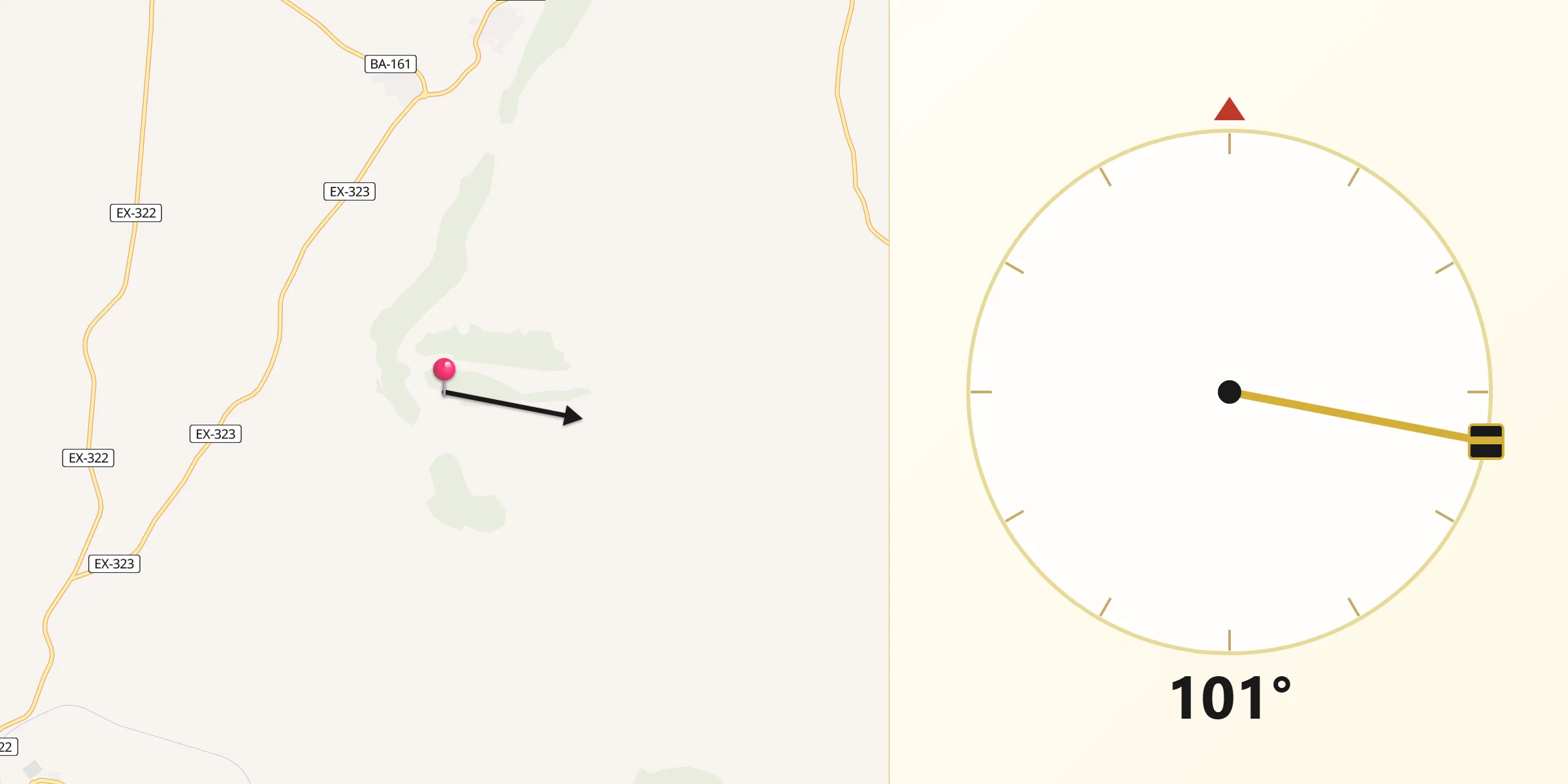 Dirección de la Qibla desde Zarza-Capilla