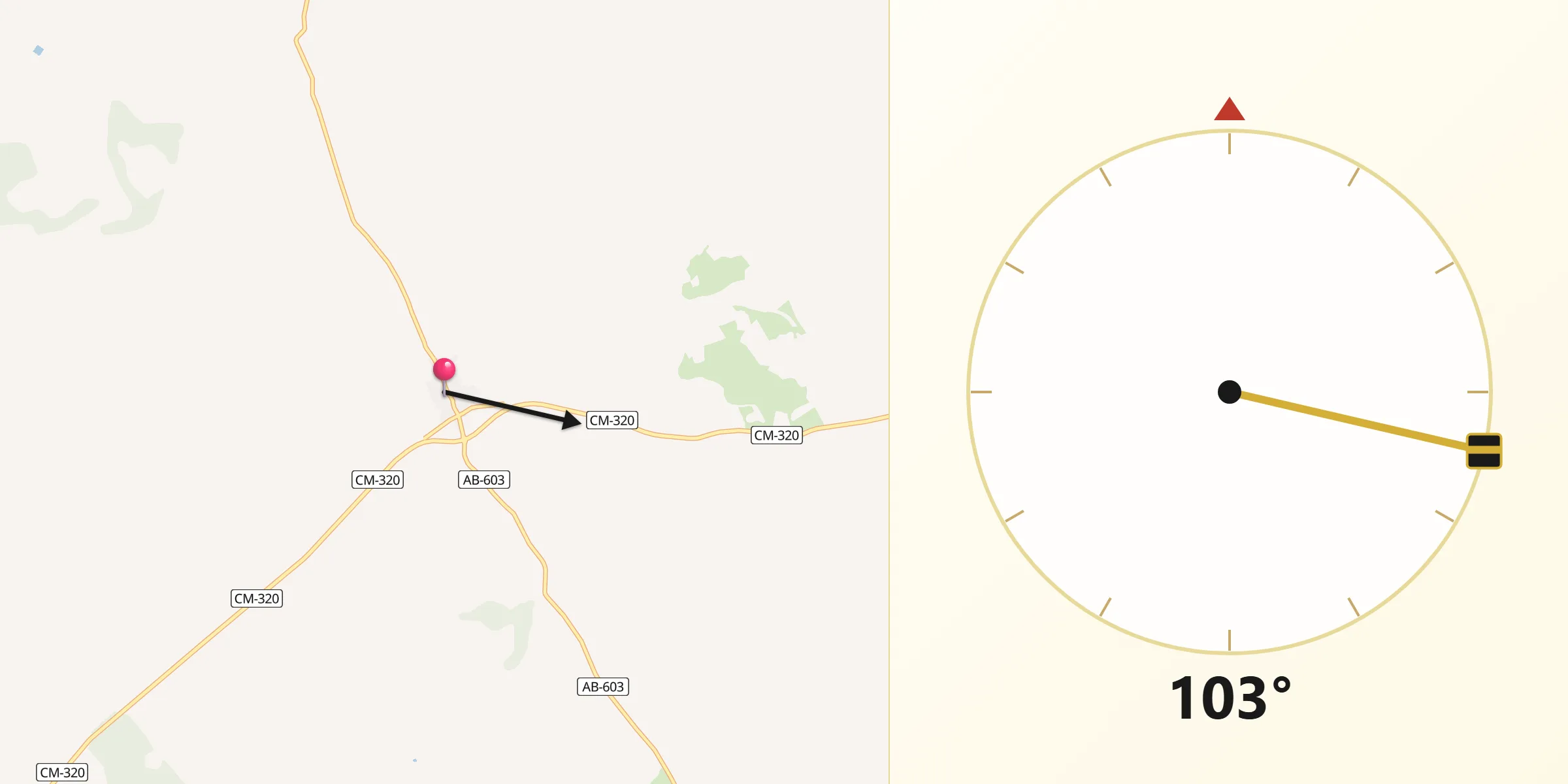 Dirección de la Qibla desde Viveros
