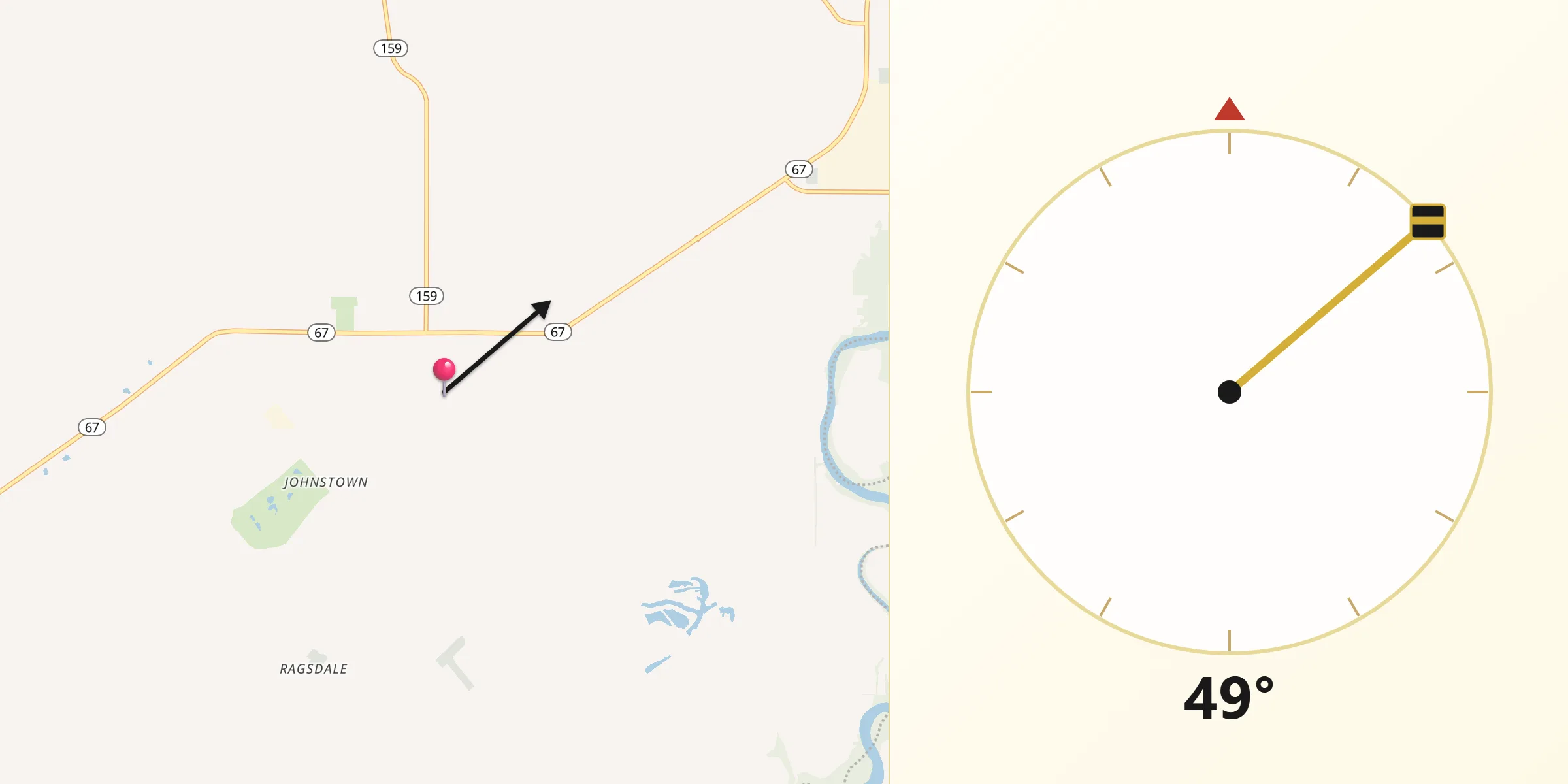Qibla Direction from Bicknell