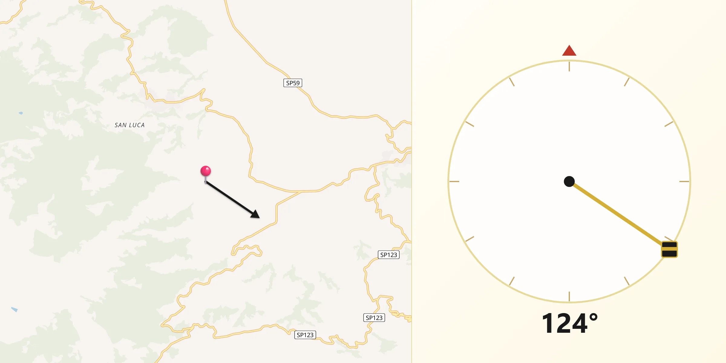 Direzione della Qibla da Vallefiorita